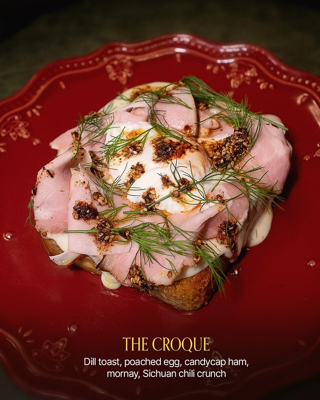 Are you team savory or team sweet when it comes to brunch? 👀

A little sneak peek at what&rsquo;s coming this Sunday, November 9.

🍞 The Croque
Dill toast, poached egg, candycap ham, mornay, Sichuan chili crunch. 

🍌 Pandan French Toast
Banana, wh