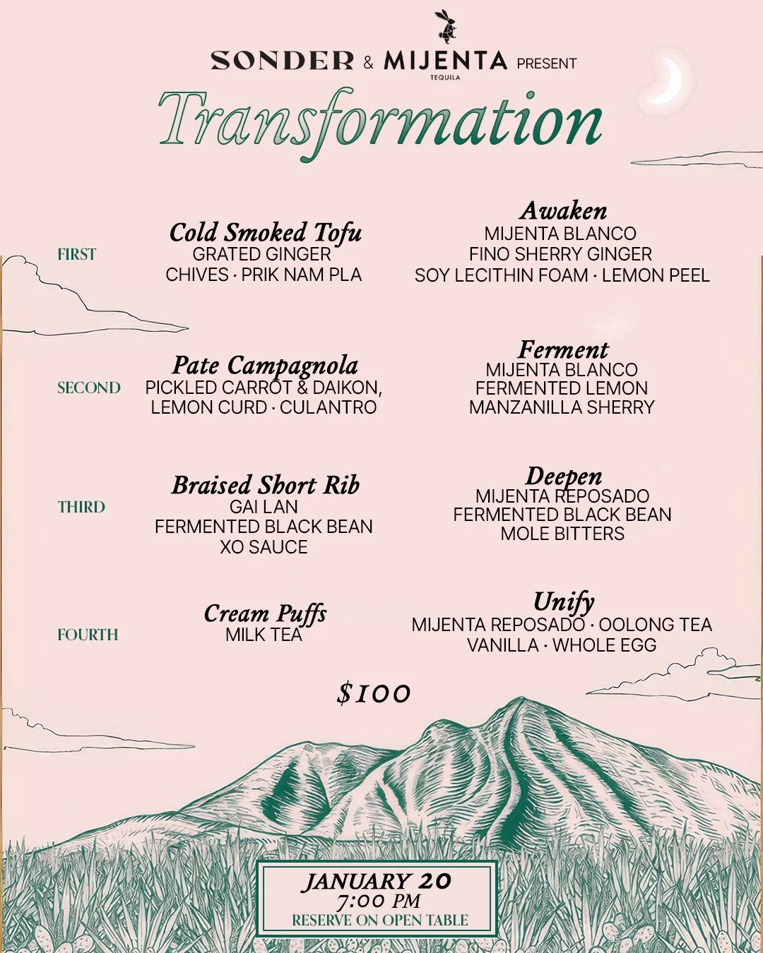 Mijenta dinner and drink pairing