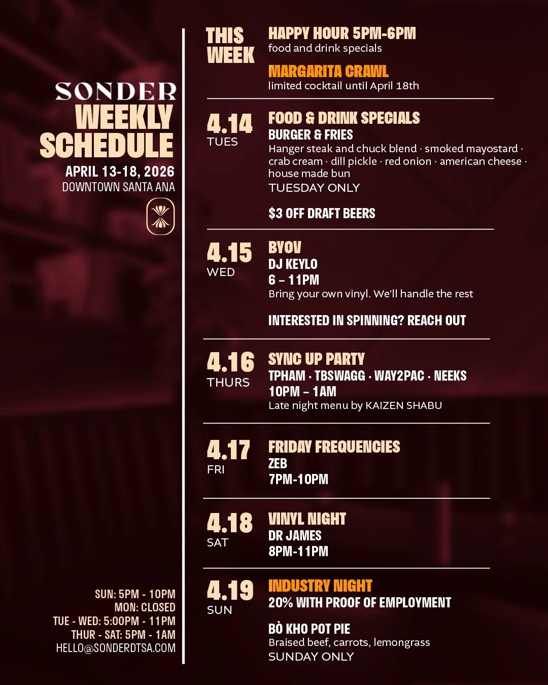 Your industry friends have been complaining about their tables all week. Let them eat (and drink) somewhere they actually like. Introducing Industry Night, get 20% off with proof of employment.

We&rsquo;ve also got an avocado margarita on the menu u