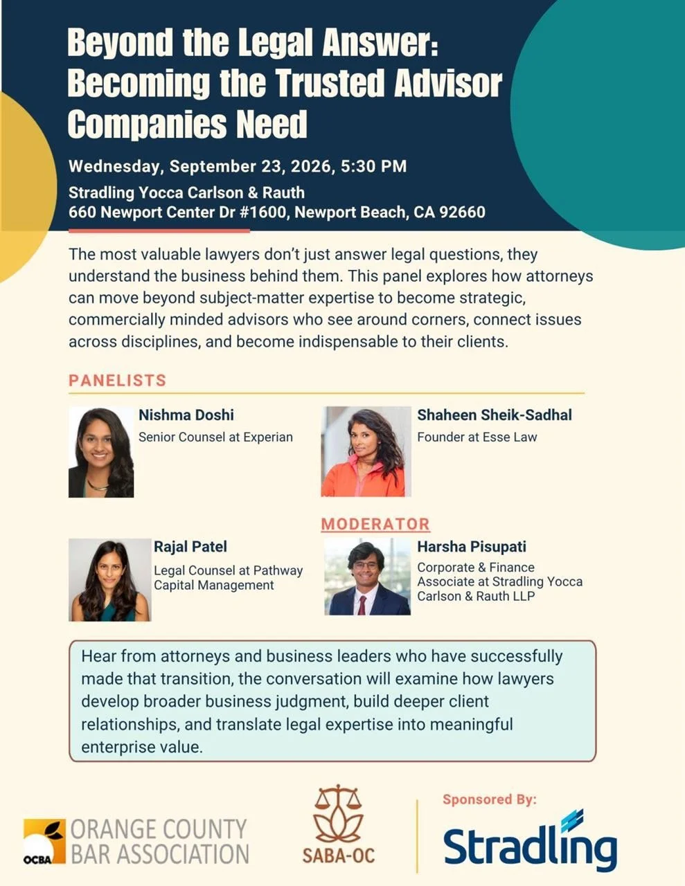 Becoming the Trusted Advisor Companies Need (SABA-OC in person panel)