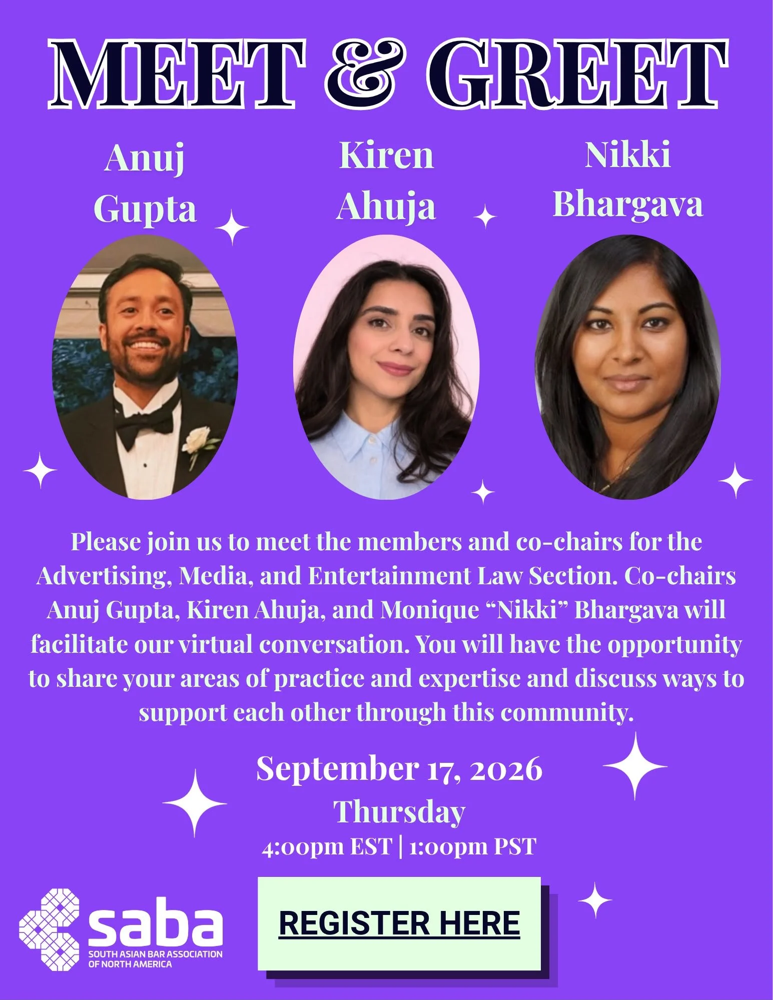 SABA-NA Advertising/Media/Entertainment Virtual Meet &amp; Greet