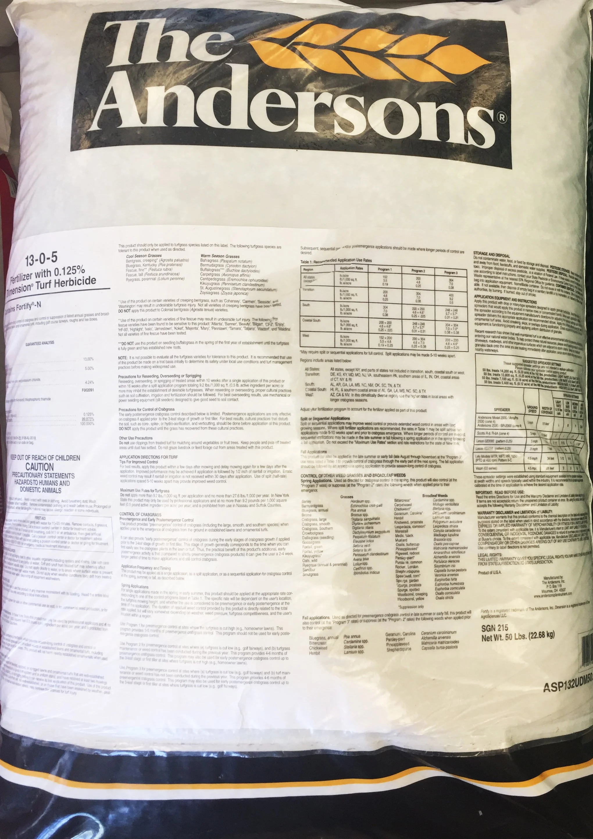 13-0-5 with .125% Dimension