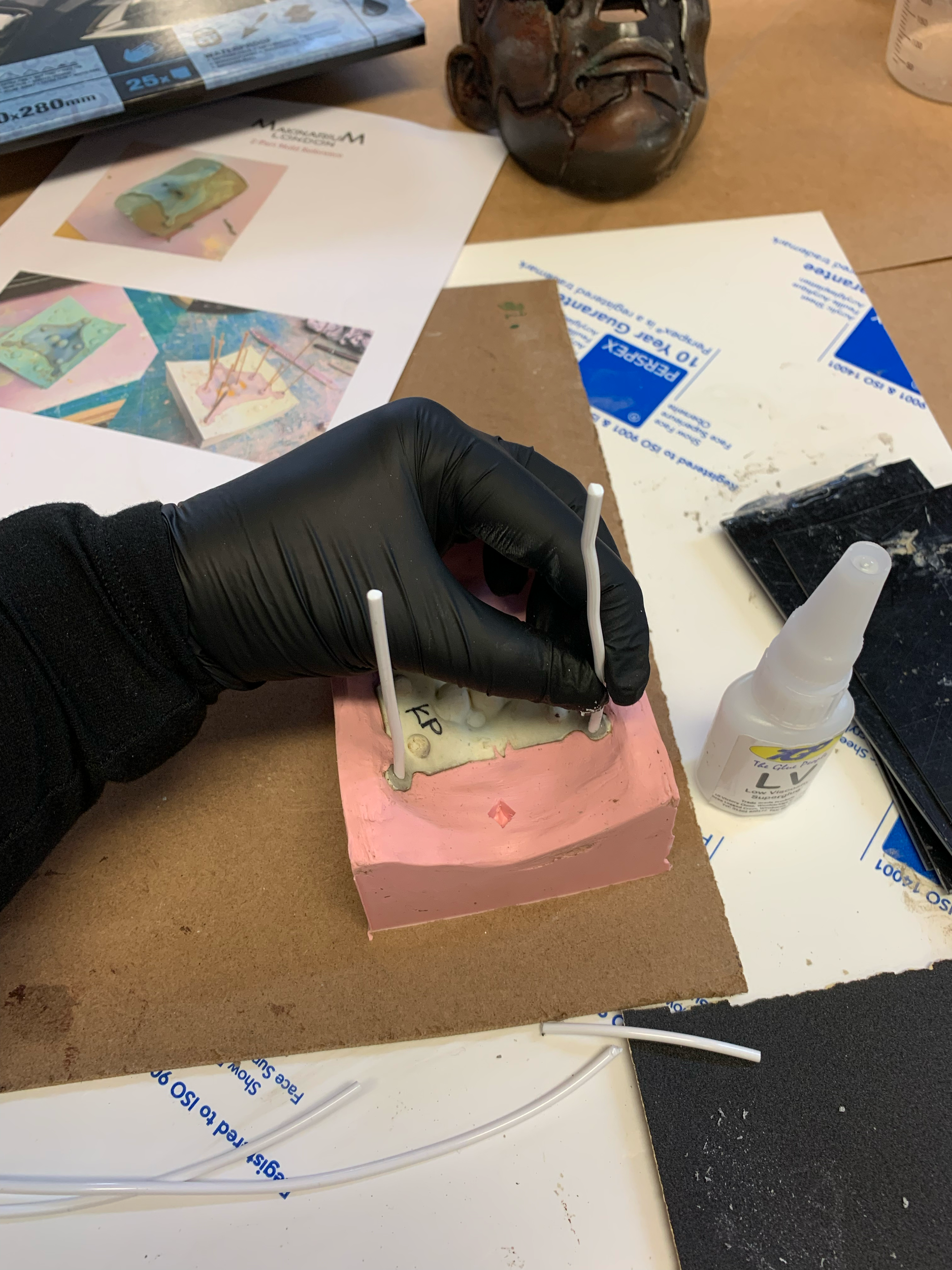 Then removing clay, cleaning and adding plastic tubes in areas bubbles may gather