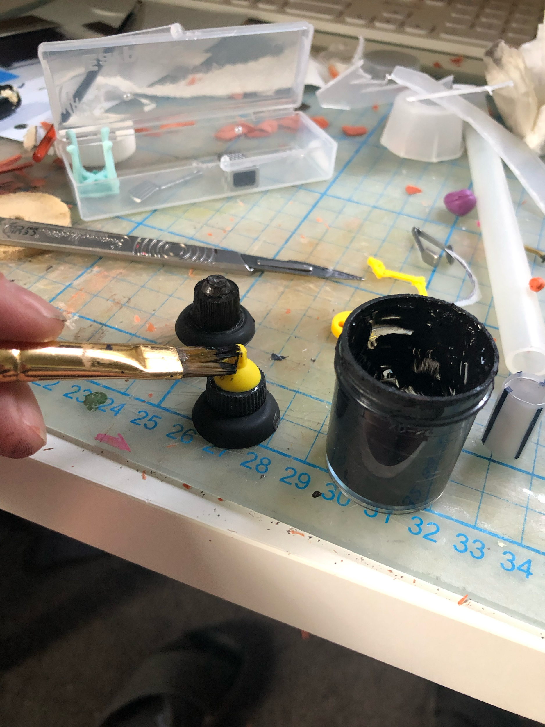 Painting kit-bashed pieces for the lamp