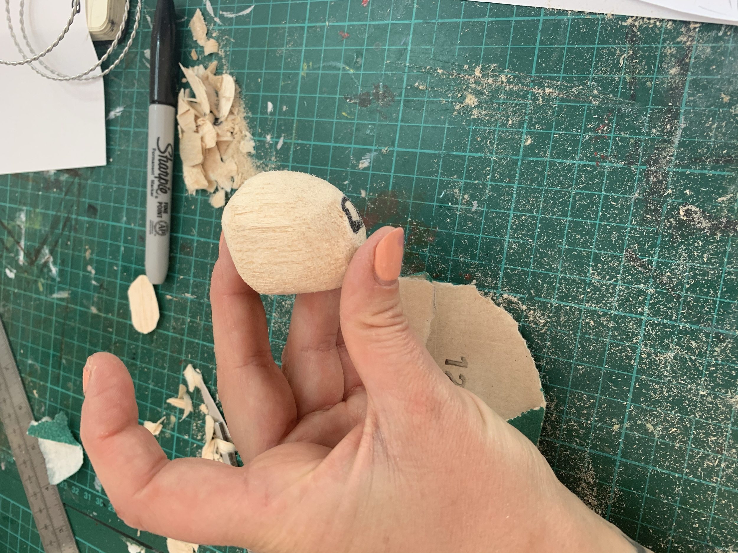 Carving balsa wood head