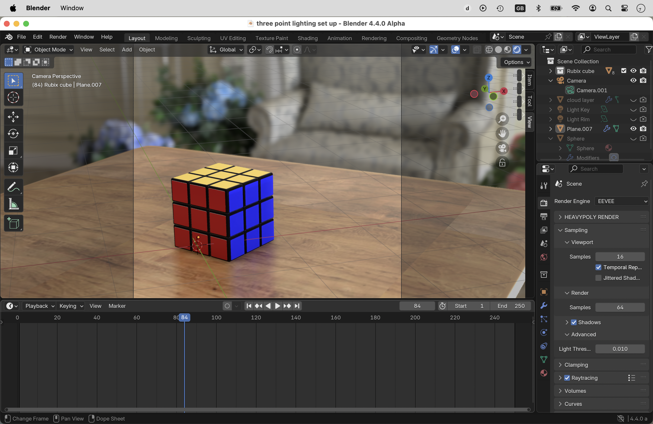 Setting up background and lighting for render