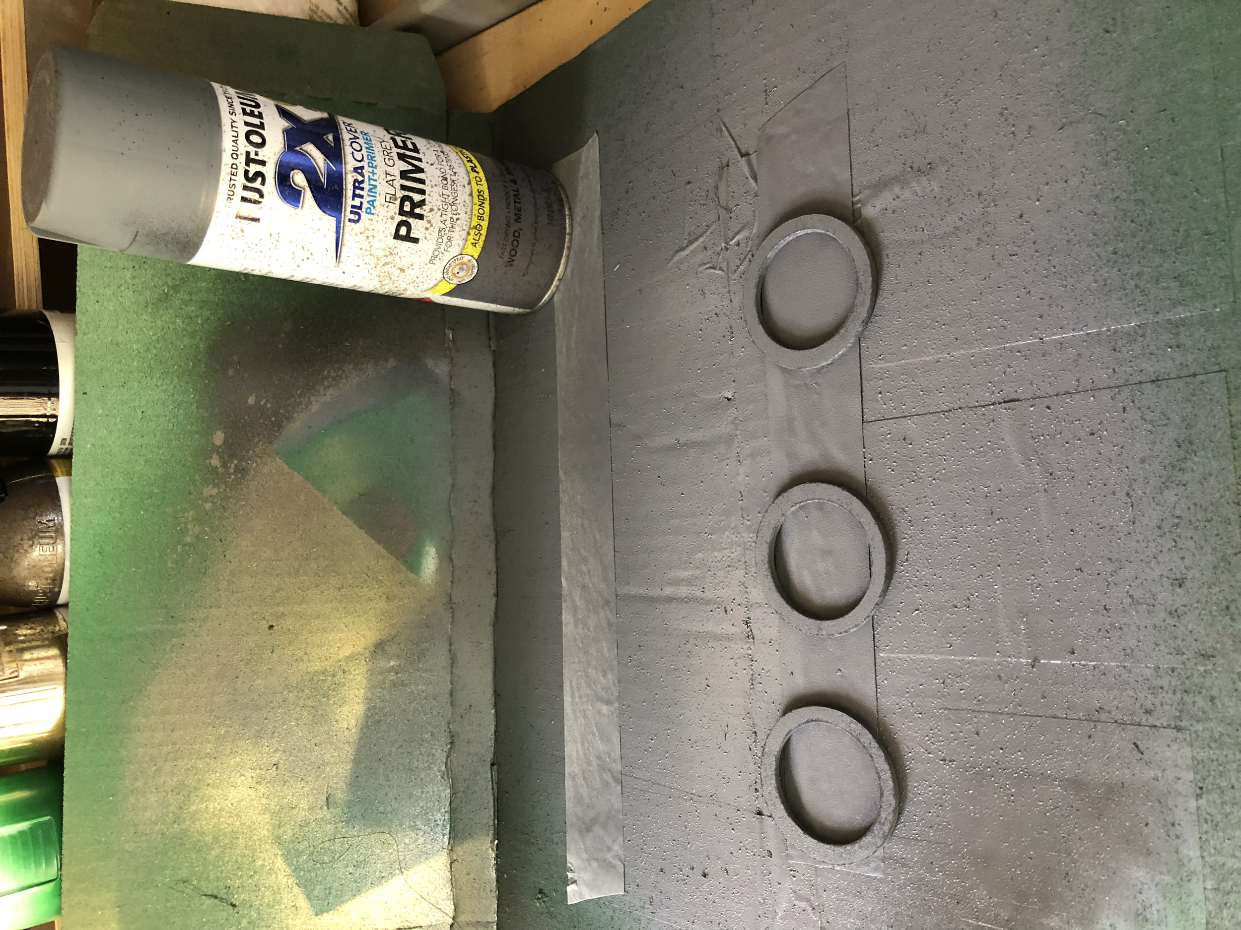 I then sanded the edges, prepped and primed, then painted with the same green spray paint as the door