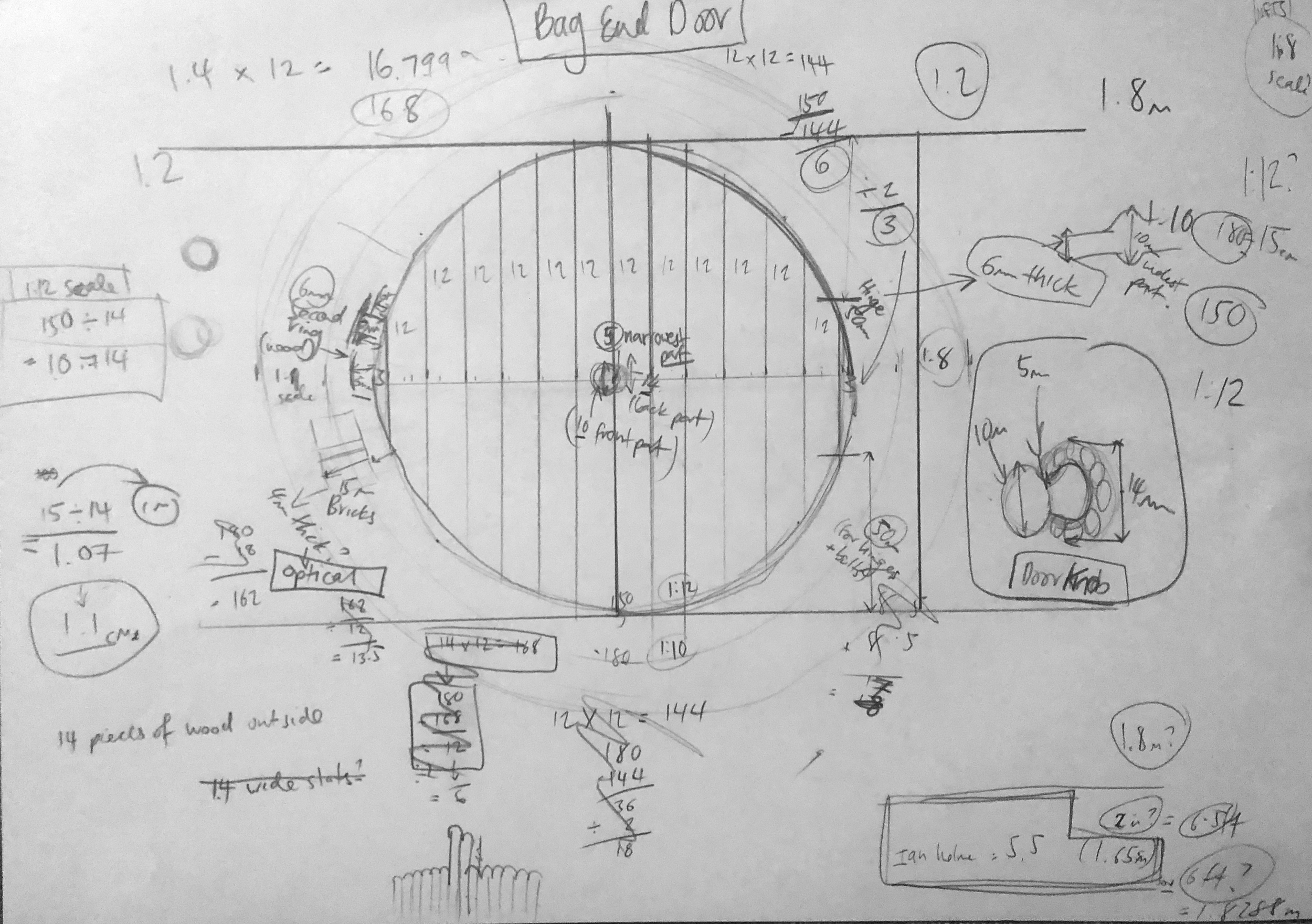 Working out initial measurements and scale by assessing photographs of the real life set