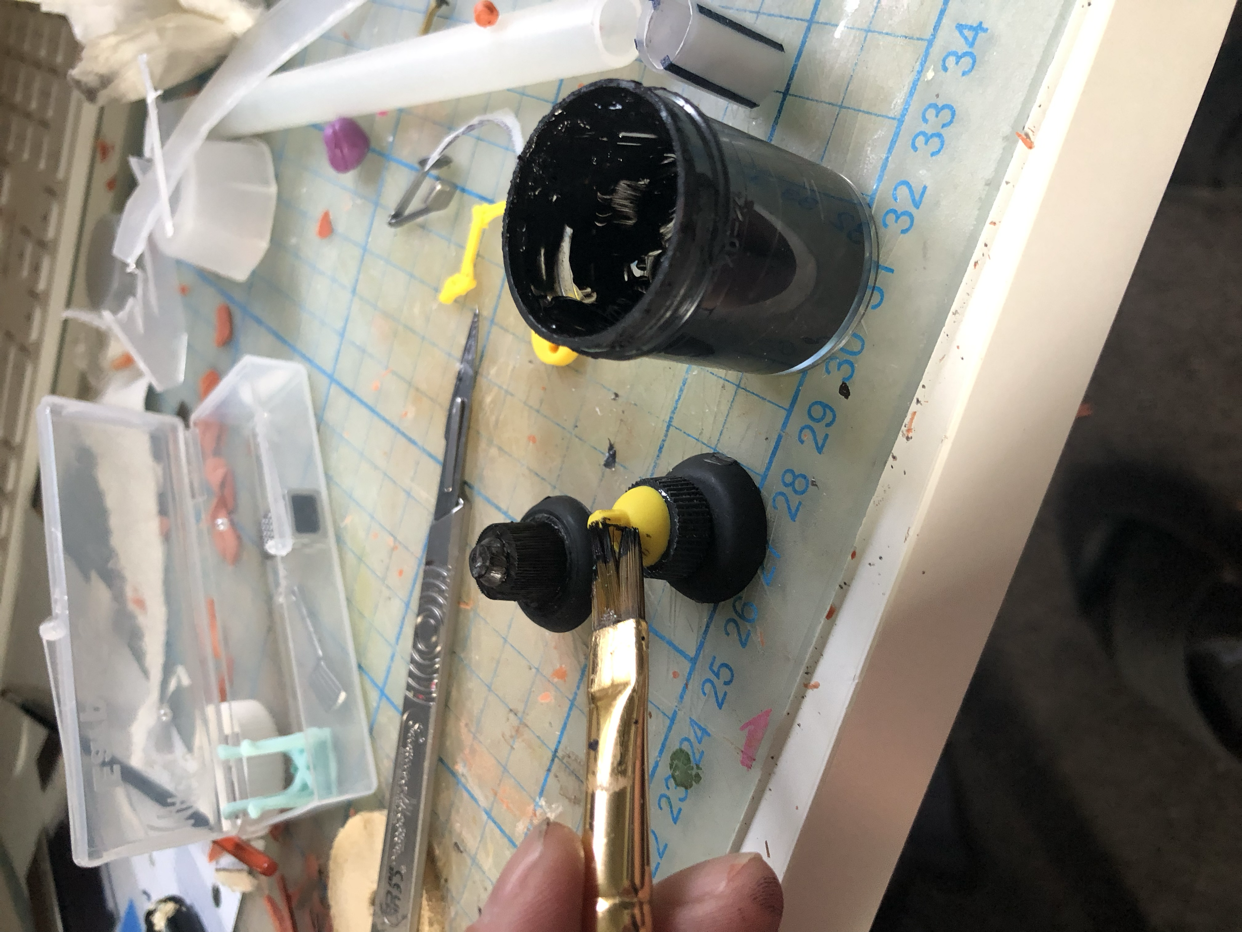 Painting kit-bashed pieces for the lamp