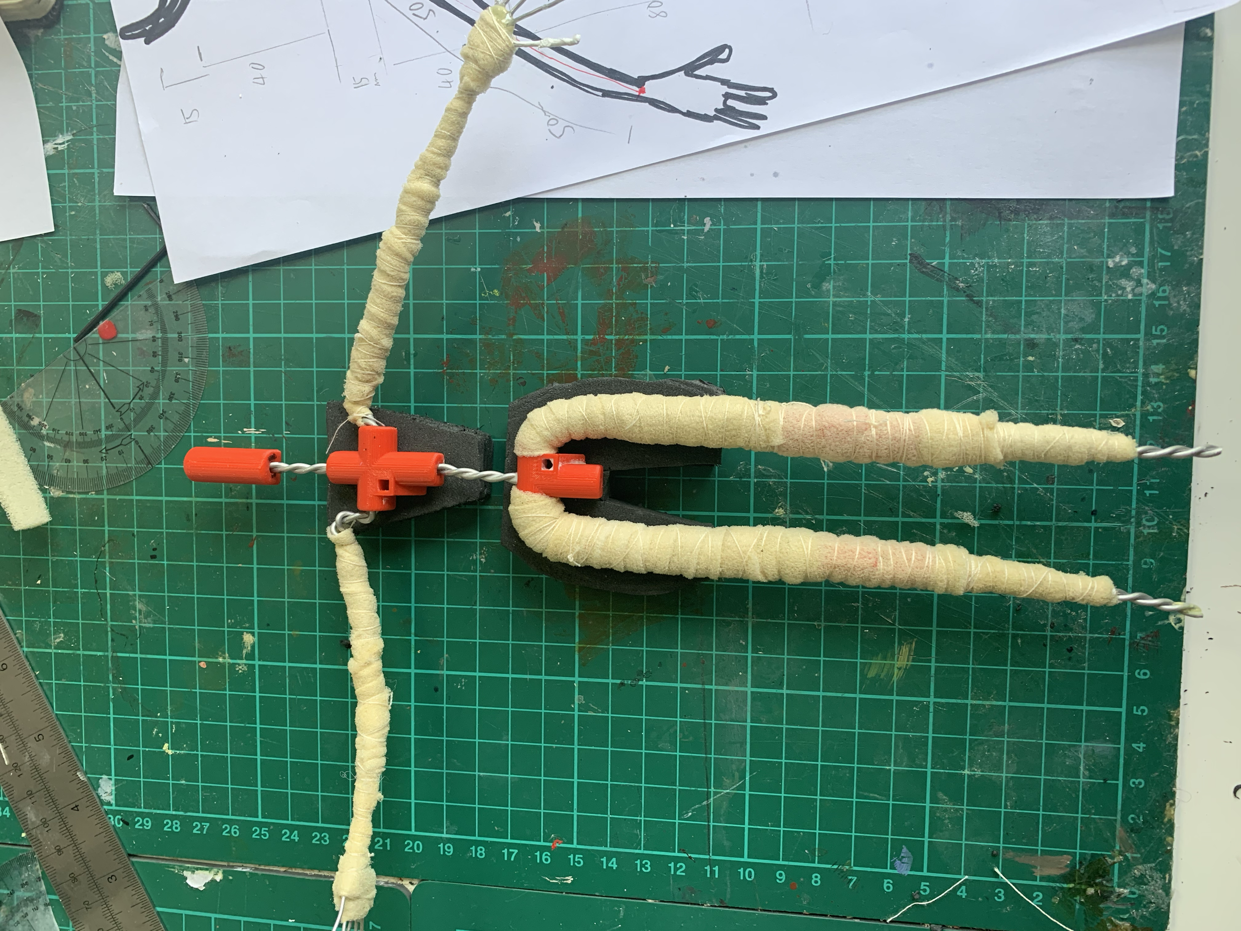 Wrapping with thin foam and with cotton
