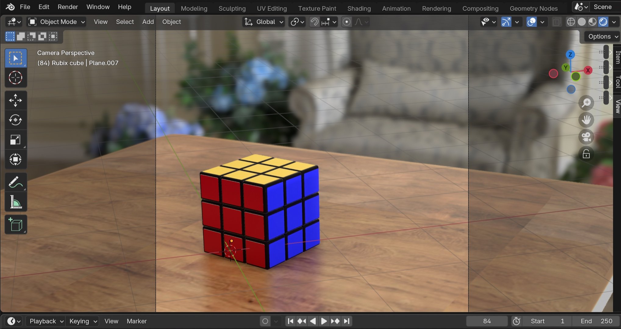 3D Rubix Cube and Table - Blender