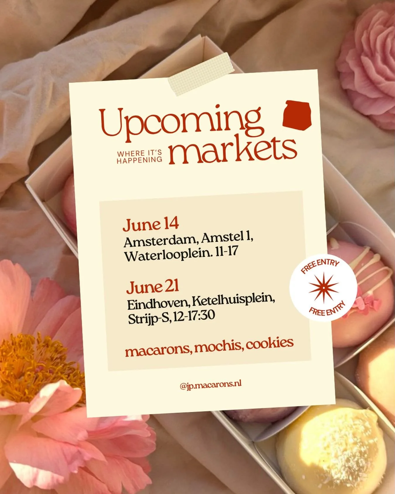 Two markets are coming up this June, and we&rsquo;re excited to see you there ✨

First, we&rsquo;ll be joining a brand new market in the heart of Amsterdam on June 14.

📍 Amstel 1, Waterlooplein
🕚 11:00&ndash;17:00
@themakermarket 

This is the ver