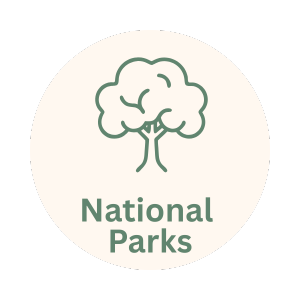 Logo with a tree illustration and the words "National Parks"
