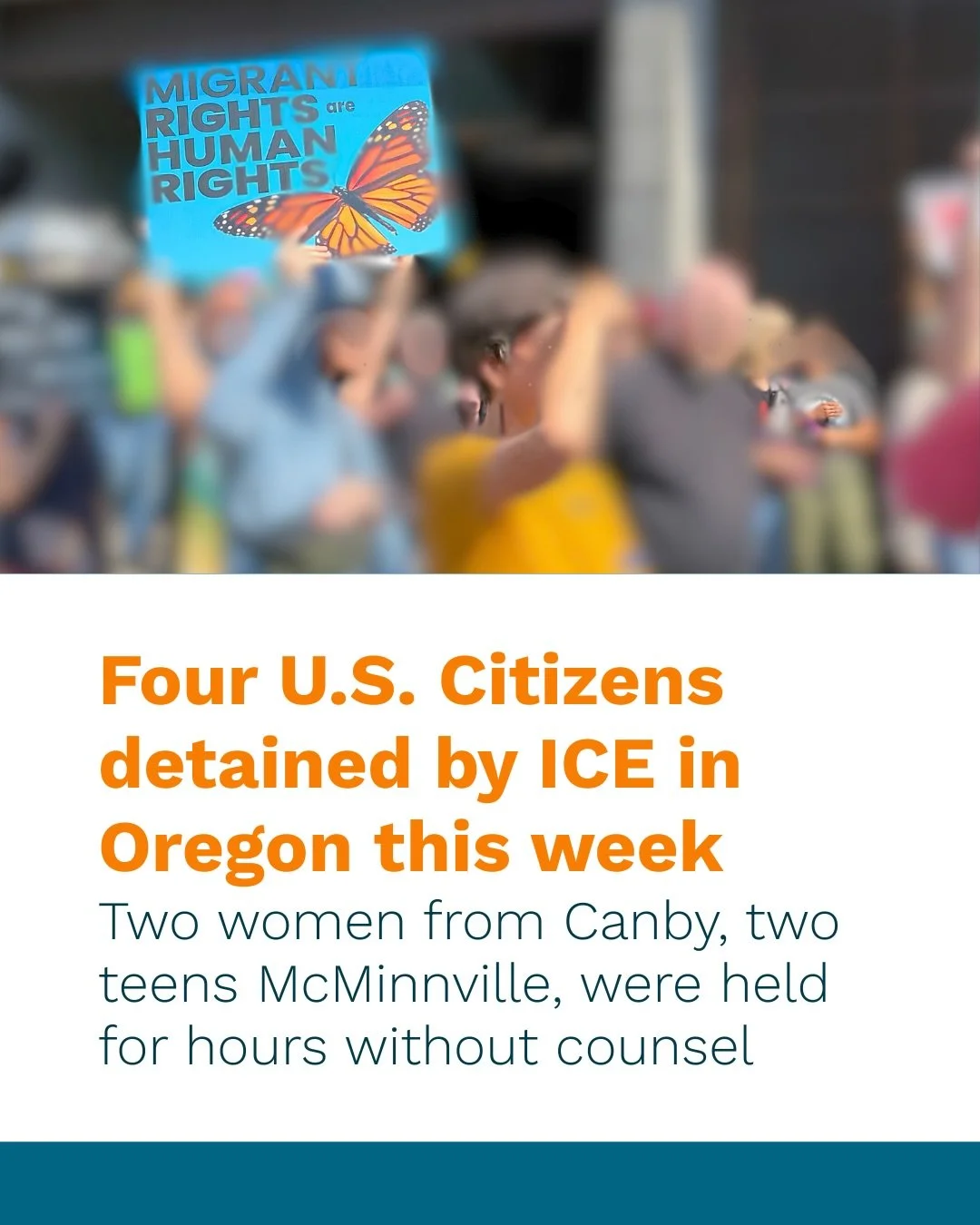ICE continues to operate outside our laws.  They are lawless and unaccountable and they continue to detain U. S. Citizens and conduct warrantless arrests of immigrants. 

We should all be alarmed. 
#immigrantjustice 
#protectoregon #oregonishome
