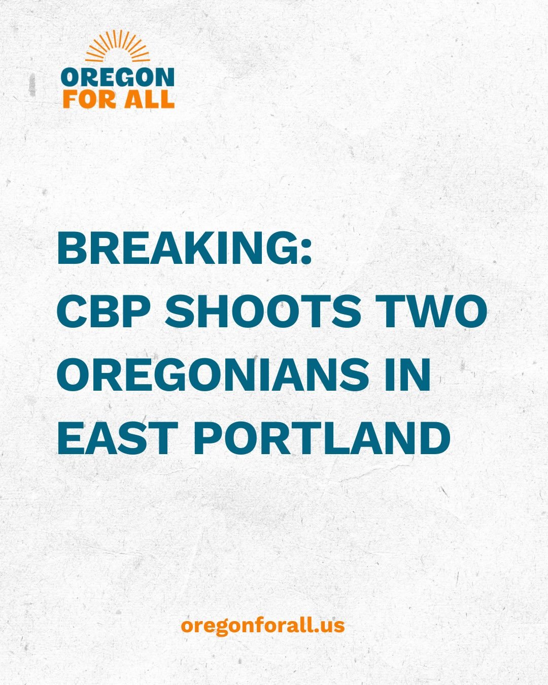Ayer, ICE mató a Renee Nicole Good.
Hoy, CBP disparó a dos personas en Portland.

Las agencias federales de control de inmigración están intensificando la violencia en nuestras comunidades y lo llaman «seguridad pública». No lo es.

Los habitantes de Oregón merecen