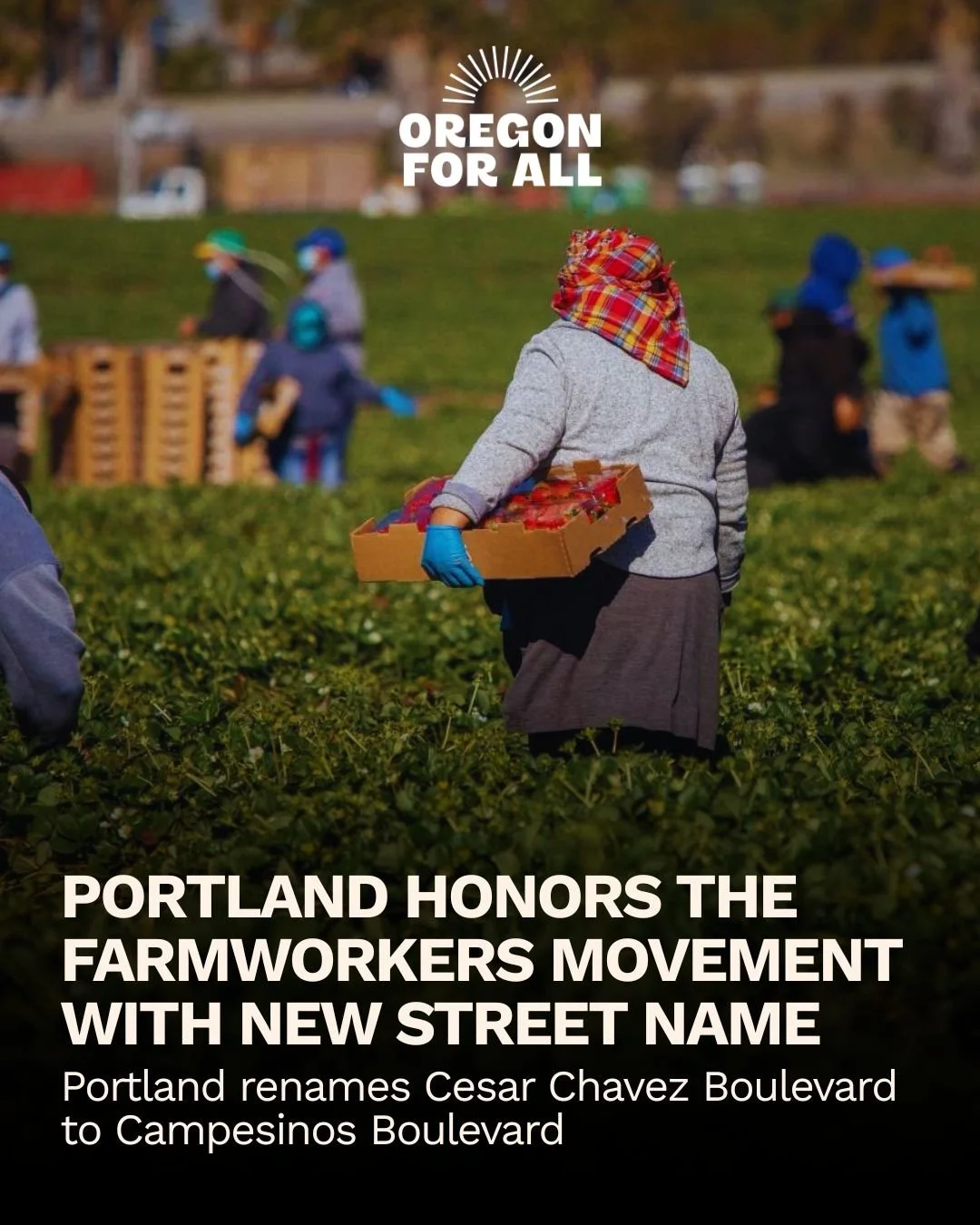 Today, Portland City Council voted to rename Cesar Chavez Boulevard to Campesinos Boulevard, honoring the farmworkers, immigrant organizers, and movement elders whose labor and leadership have helped shape Oregon's labor movement. ✊🏽🧡

------------