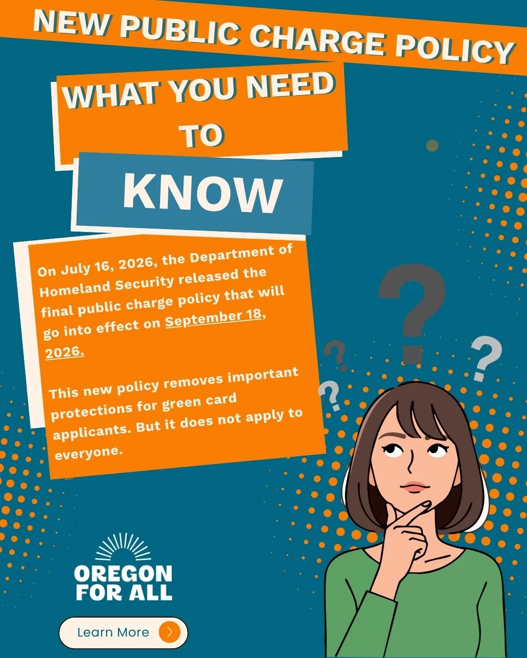 The new public charge policy could affect some people applying for a green card, but it does not apply to everyone.

Swipe through to learn what has changed, who may be affected, and what steps you can take to prepare. 

-----------------------------