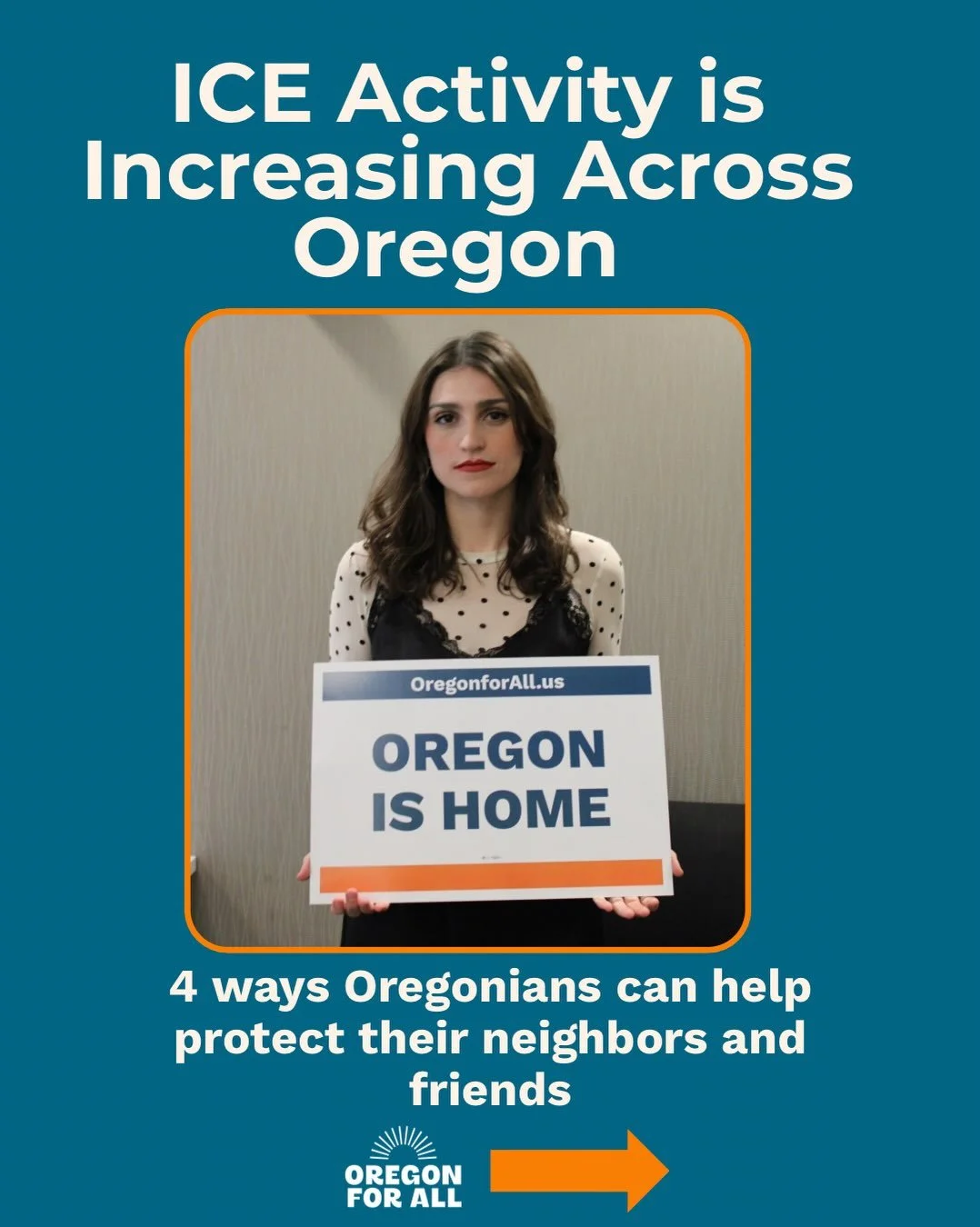 ICE is terrorizing our communities. Over the past week, there has been an alarming increase in federal immigration enforcement across our state. From Portland to Salem to the coast, ICE is wreaking violence, fear, and disruption on our communities. 
