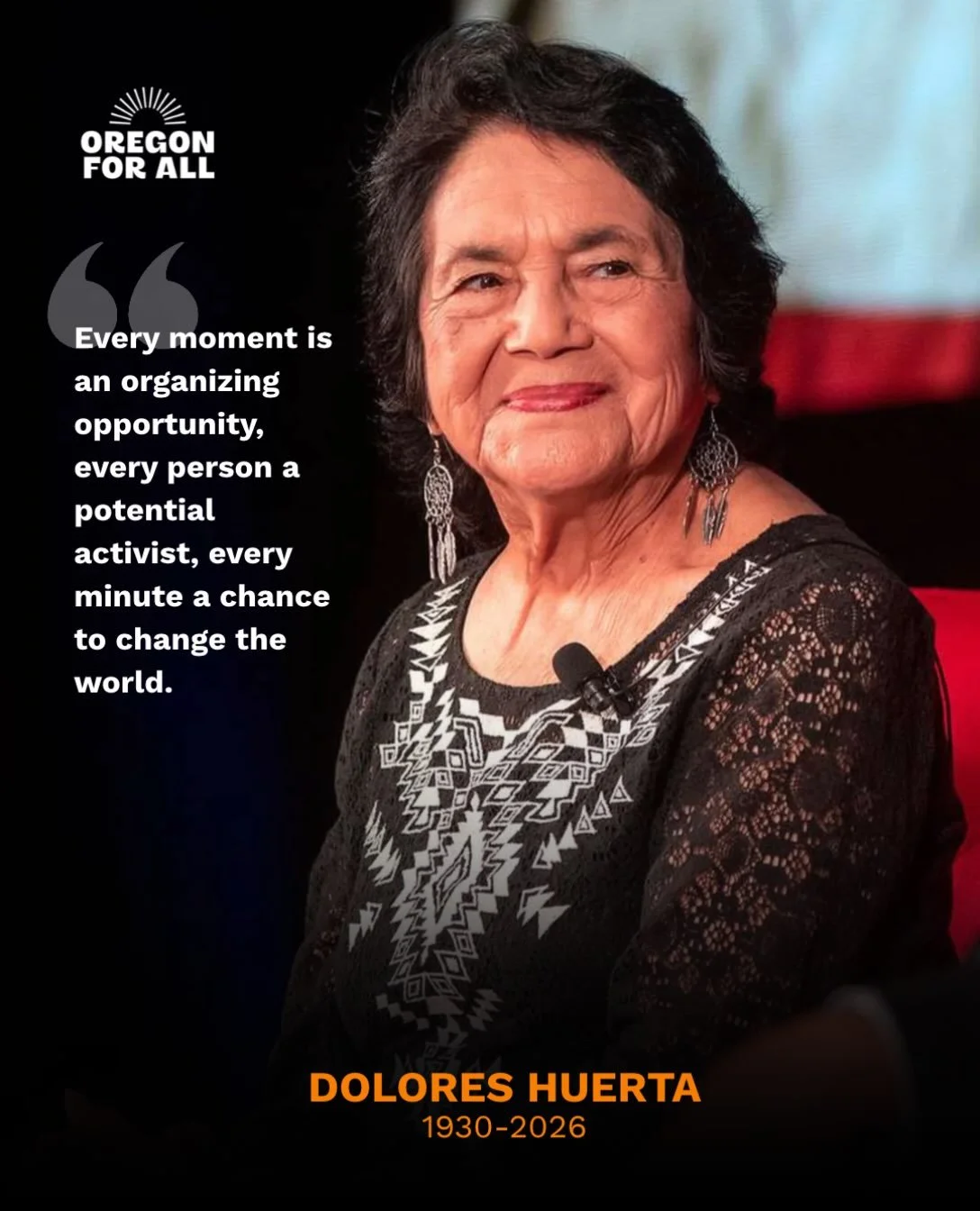 Rest in peace, Dolores Huerta. 🤍 Thank you for fighting for our communities. Thank you for inspiring our communities. Thank you for helping us build a better world.

Descansa en paz, Dolores Huerta. 🤍 Gracias por luchar por nuestras comunidades. Gr