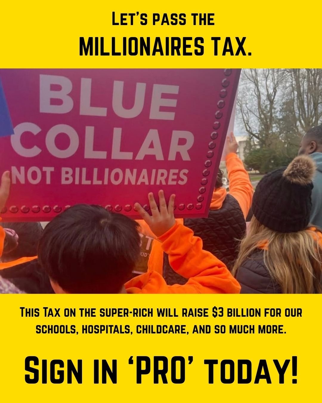 Es hora de que los superricos paguen lo que les corresponde. ¡Regístrate en PRO a través del enlace de nuestra biografía! 

Los grupos de presión empresariales están luchando con uñas y dientes contra este proyecto de ley. Así que demostremos a los legisladores estatales cuántos de nosotros queremos que graven a los ricos, eviten futuros recortes y apliquen...