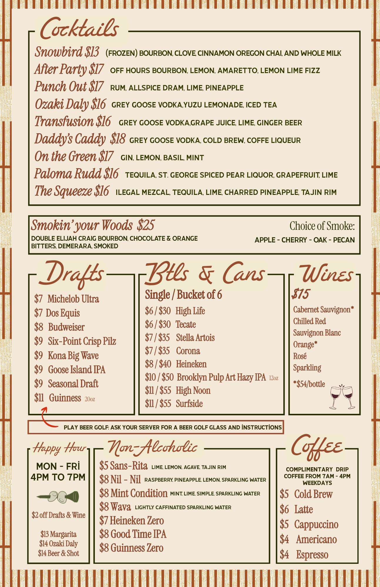 what to drink at birdie's sporting club