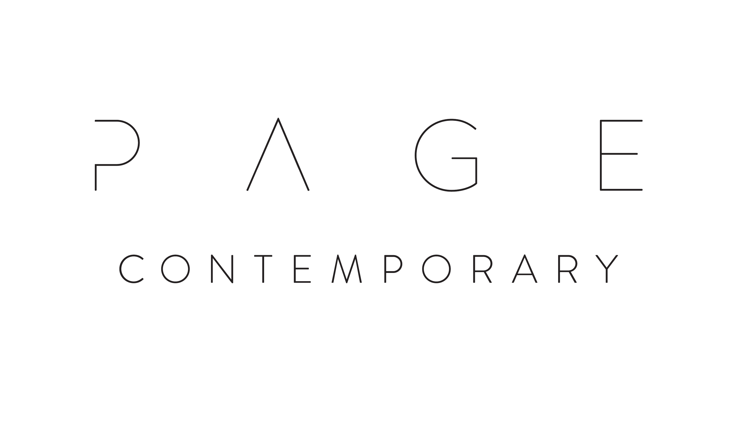 Logo for PACE Contemporary, featuring the words 'PACE' in stylized outline font and 'CONTEMPORARY' underneath in a smaller, simple font, all on a black background.