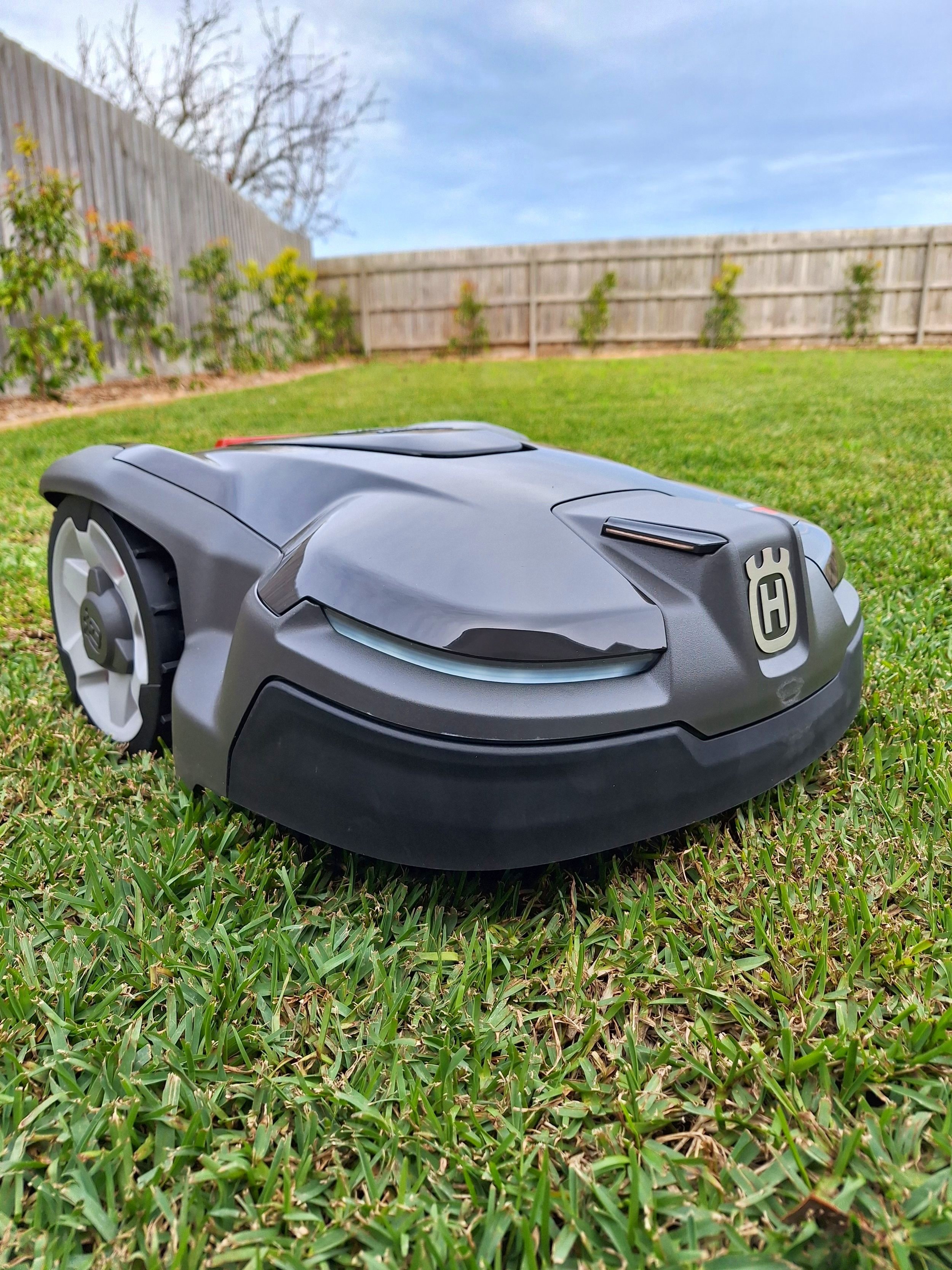 Husqvarna Automower installed on suburban lawn in Melbourne's eastern suburbs