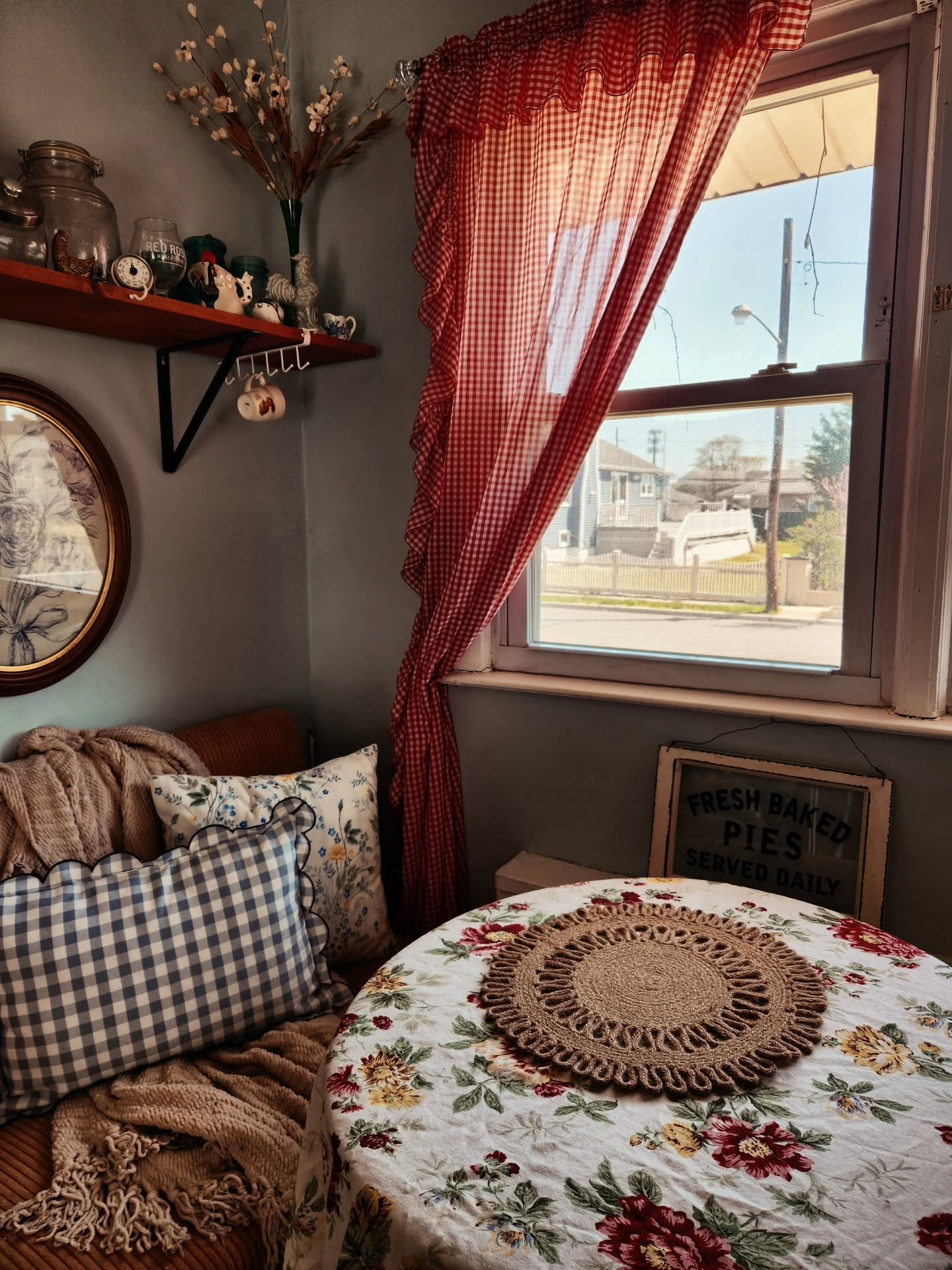Home lately.

mixing florals with gingham
coastal with cottage
old with new

because I stopped waiting for everything to &ldquo;go together&rdquo;
and started letting it feel like me instead

follow along for cozy, real-life home inspiration