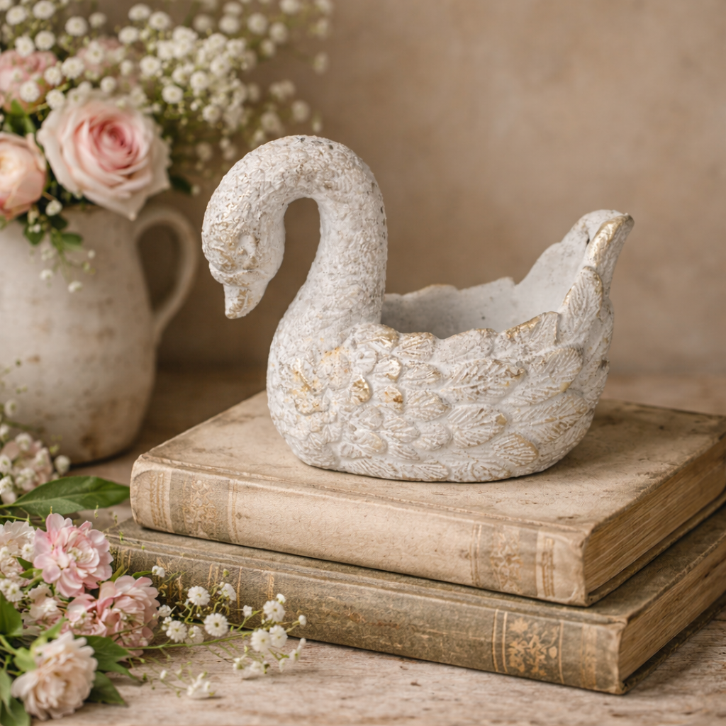 Gold & White Swan Decor