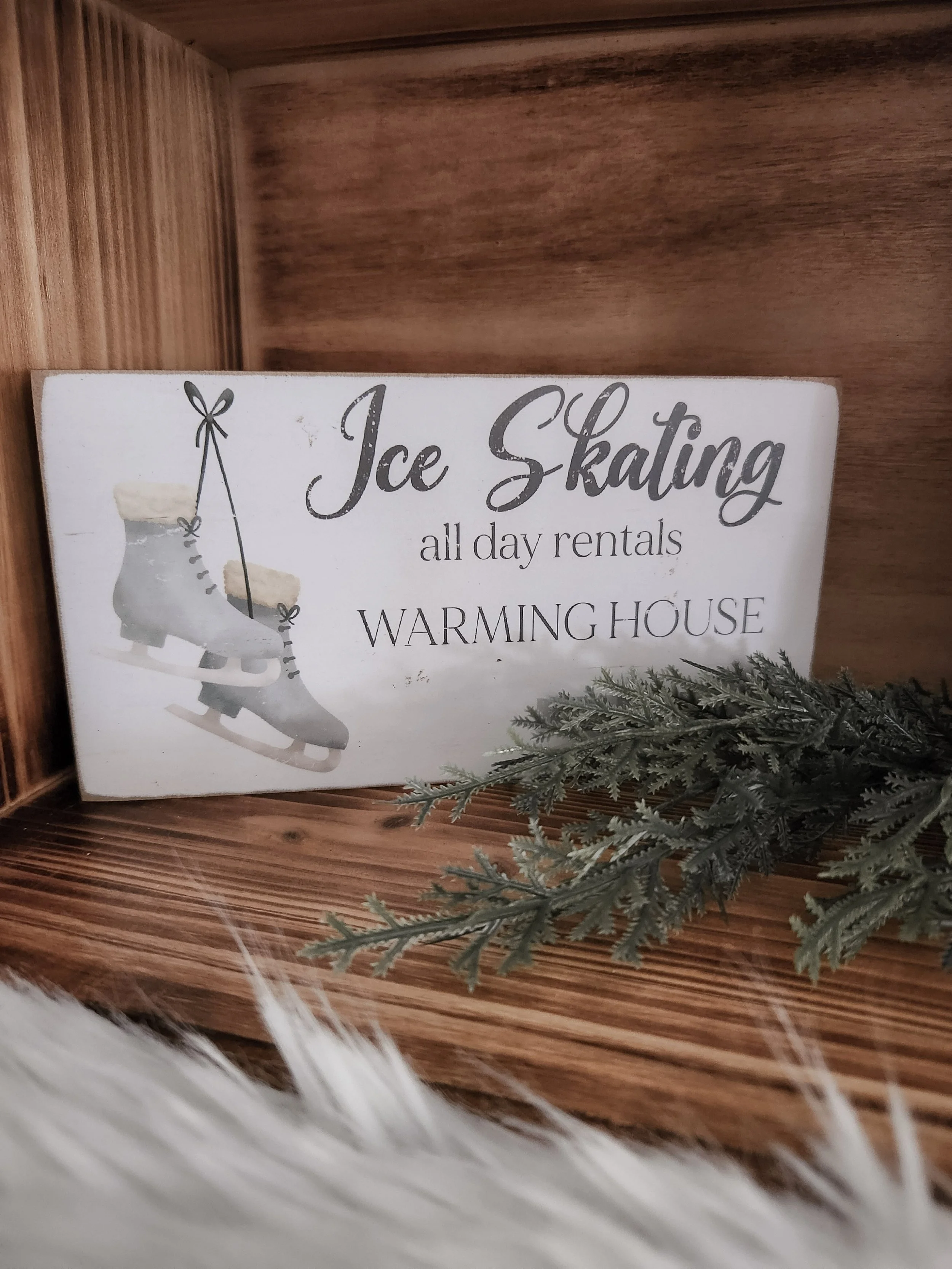 Ice Skating Rentals Block Sign