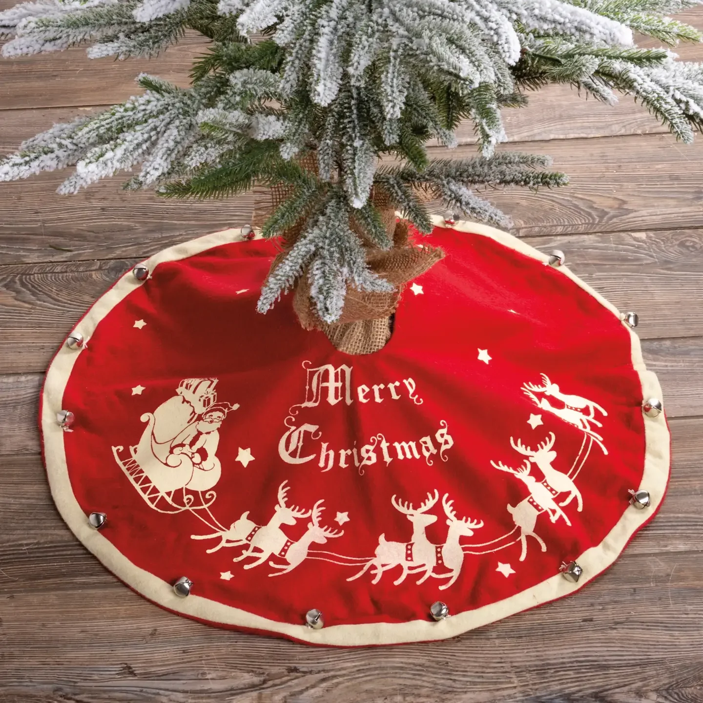 Vintage Inspired Felt Tree Skirt – Santa & Sleigh