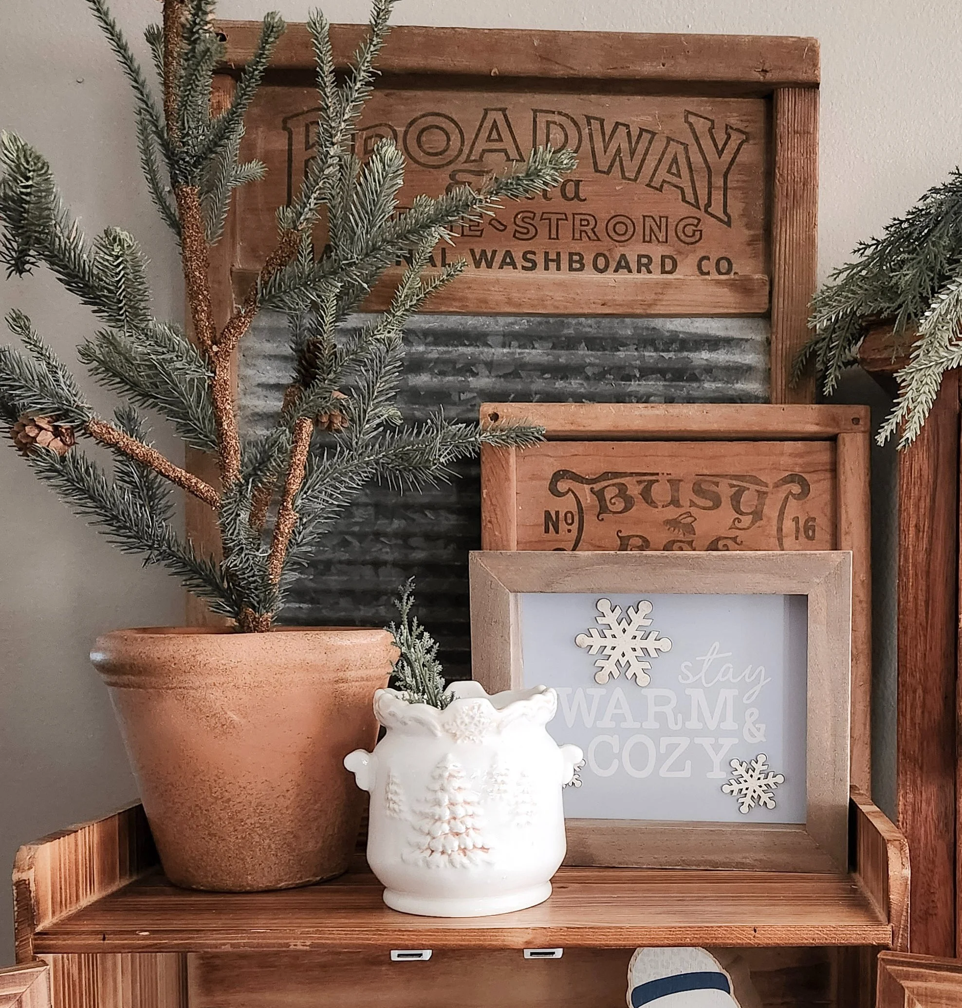Stay Warm & Cozy Snowflake Framed Sign