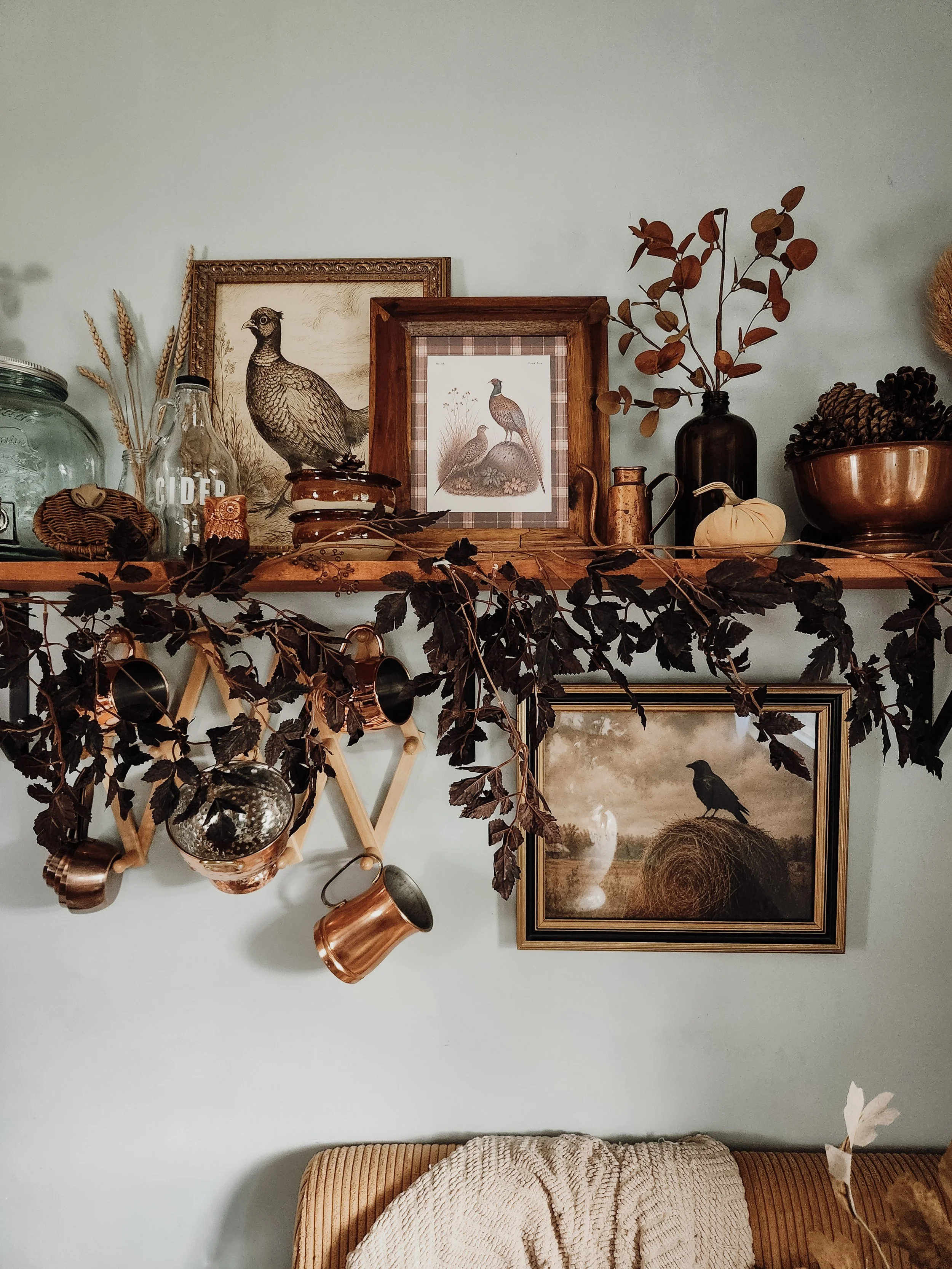 Vintage Crow in Autumn Field Printable Wall Art | Moody Fall Landscape | Rustic Cottage Fall Decor