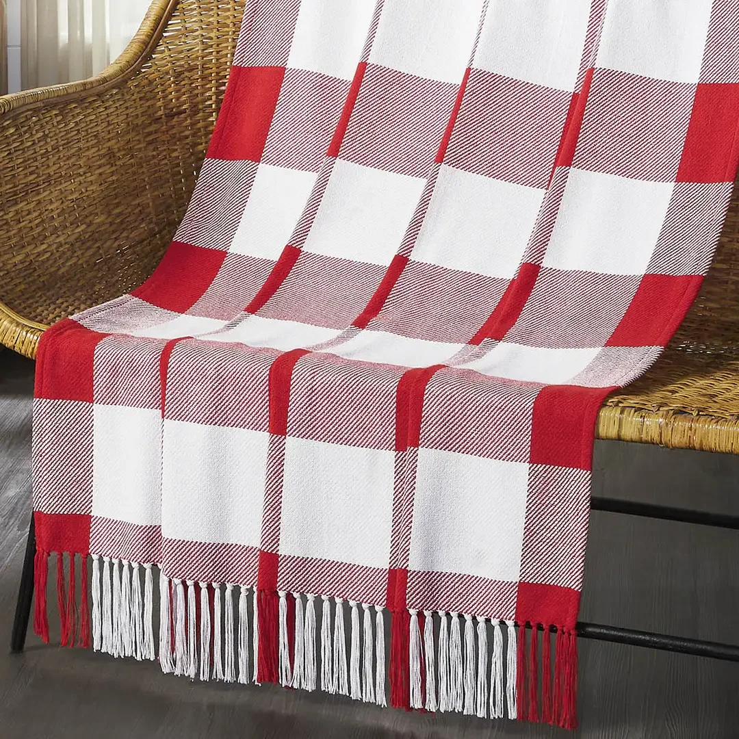 Red & White Buffalo Check Throw Blanket