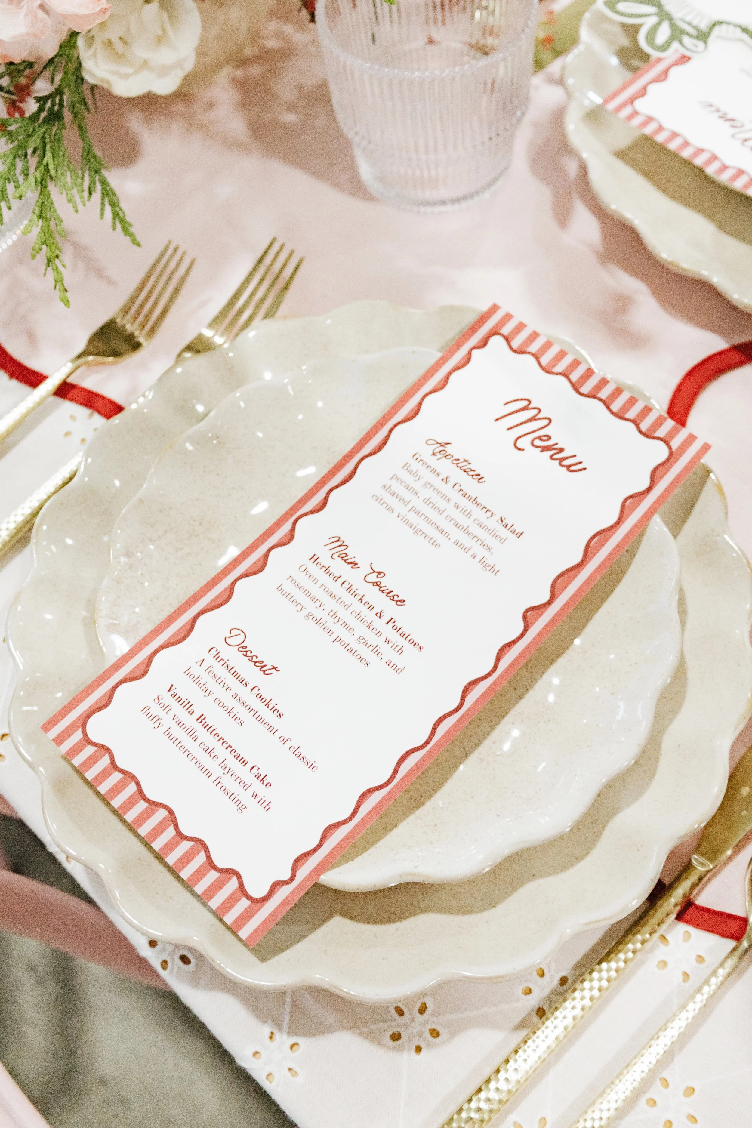 Merry Little Friendmas Place Setting Menu (Set of 8)