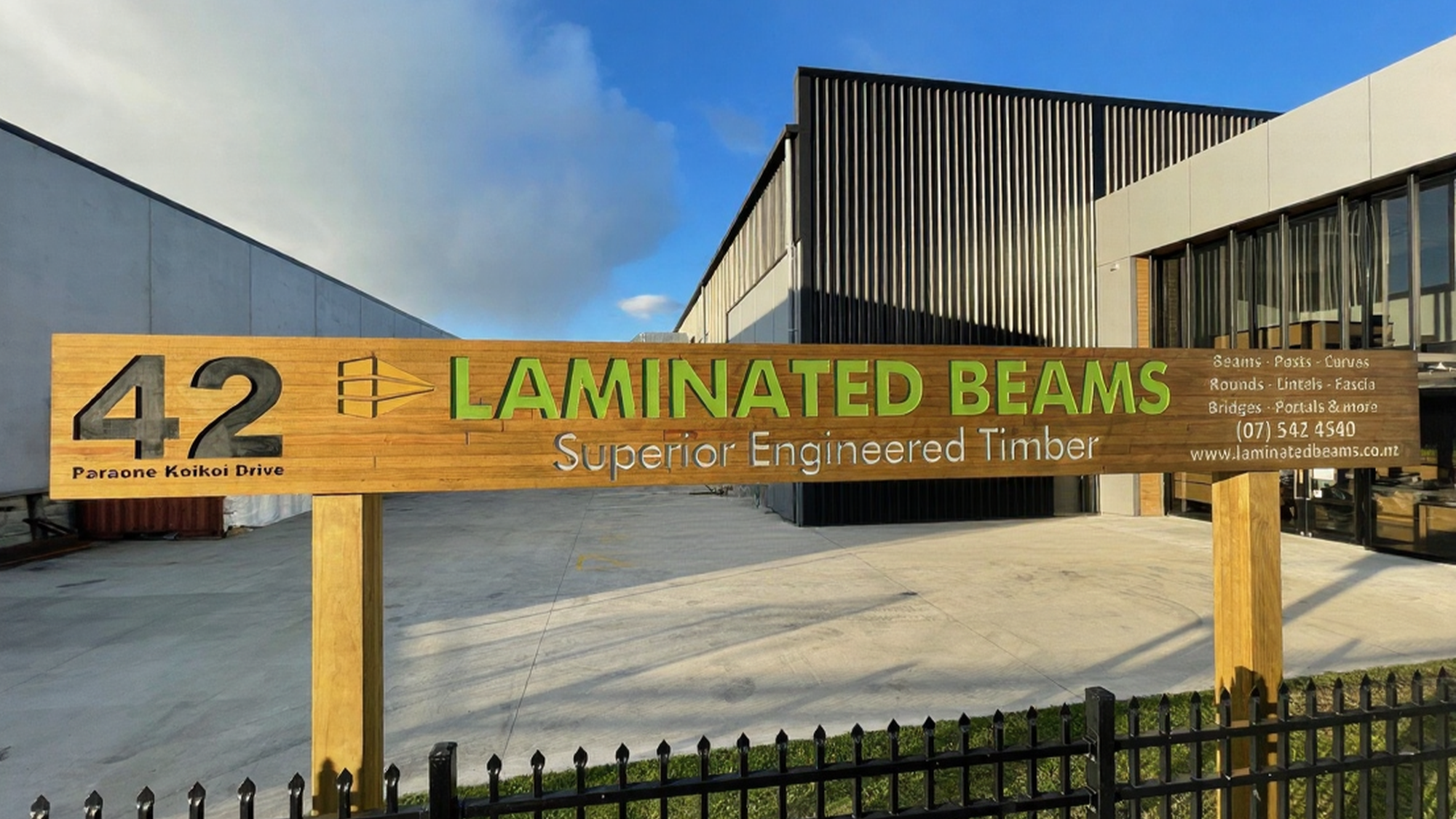 Laminated beams factory workshop at 42 Paraone Koikoi Drive, Tauranga.