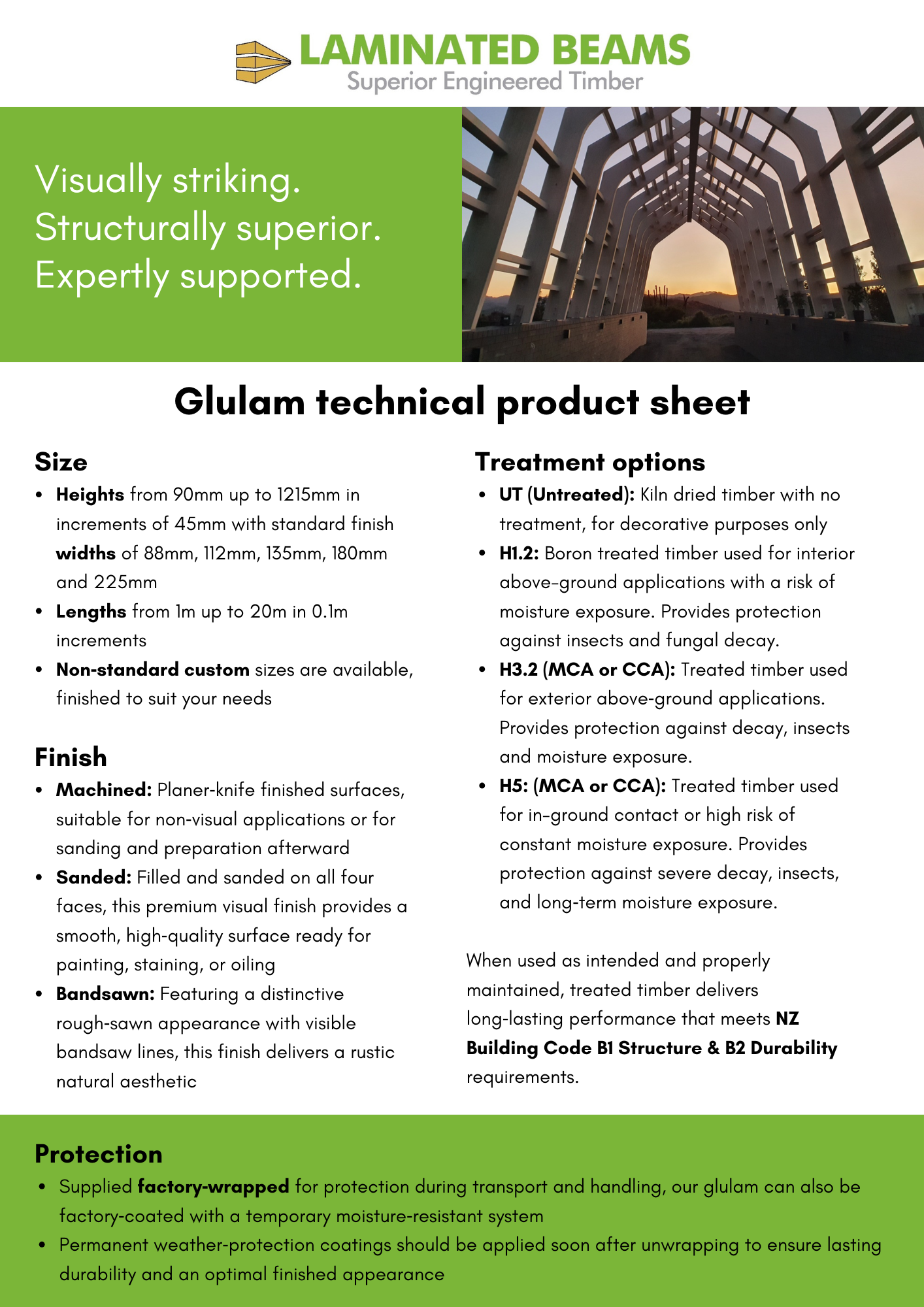 A product sheet for Laminated Beams