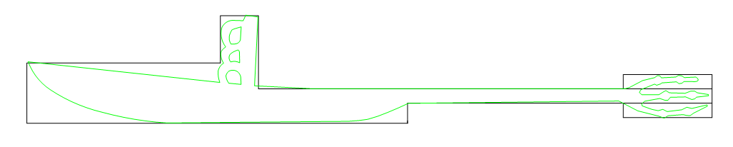 A neon green outline of a fork with three prongs connected to a sailboat.