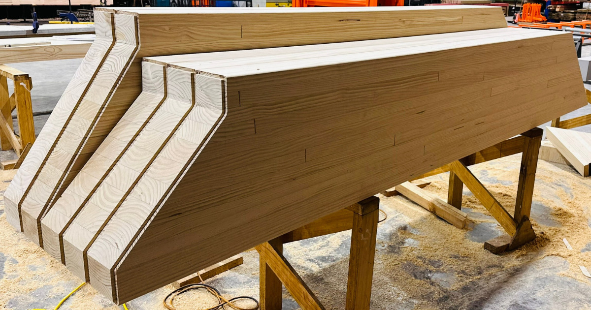 Glulam timber structures in the Laminated Beams workshop.