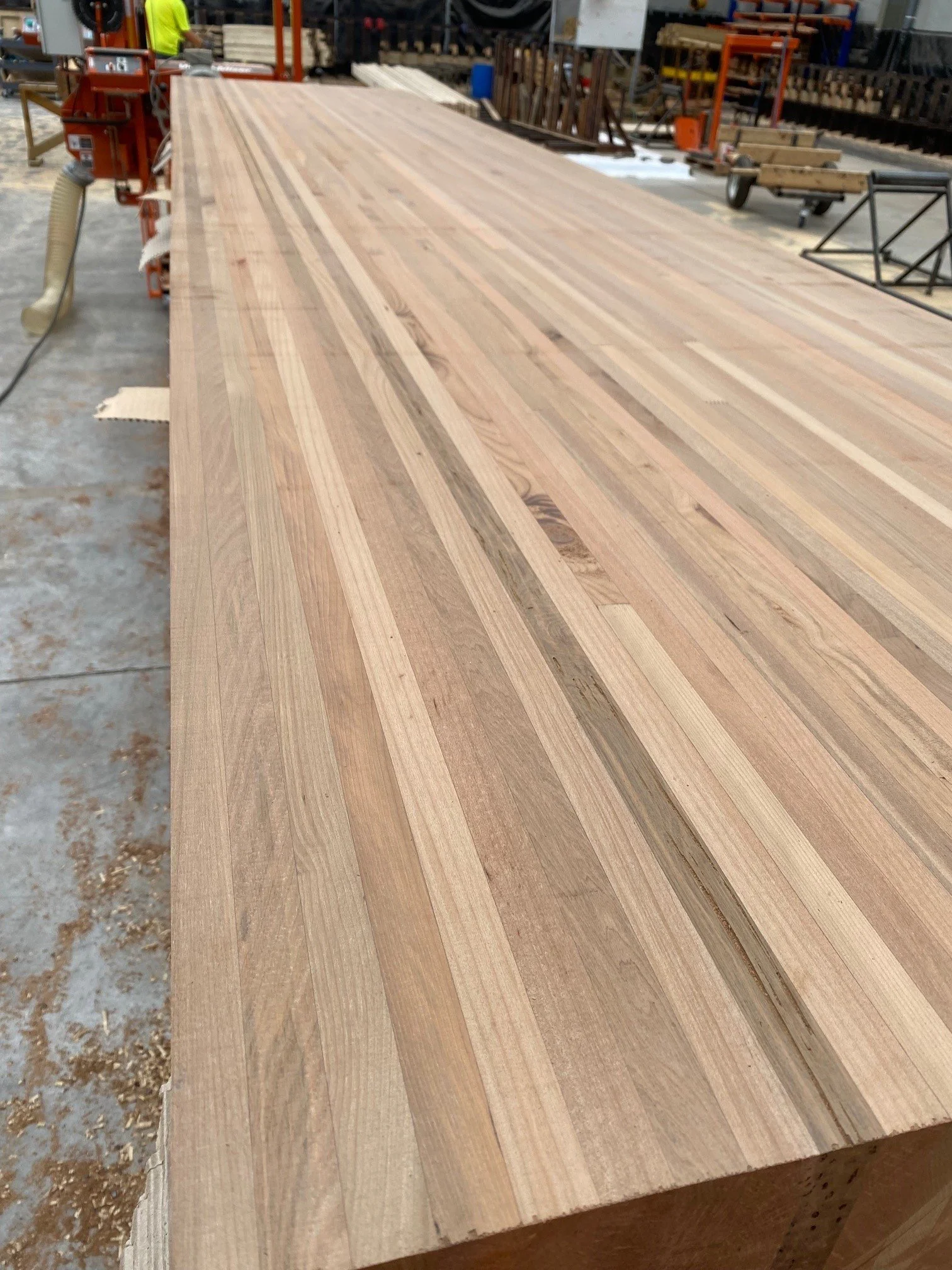 Close up of a large glulam timber member.