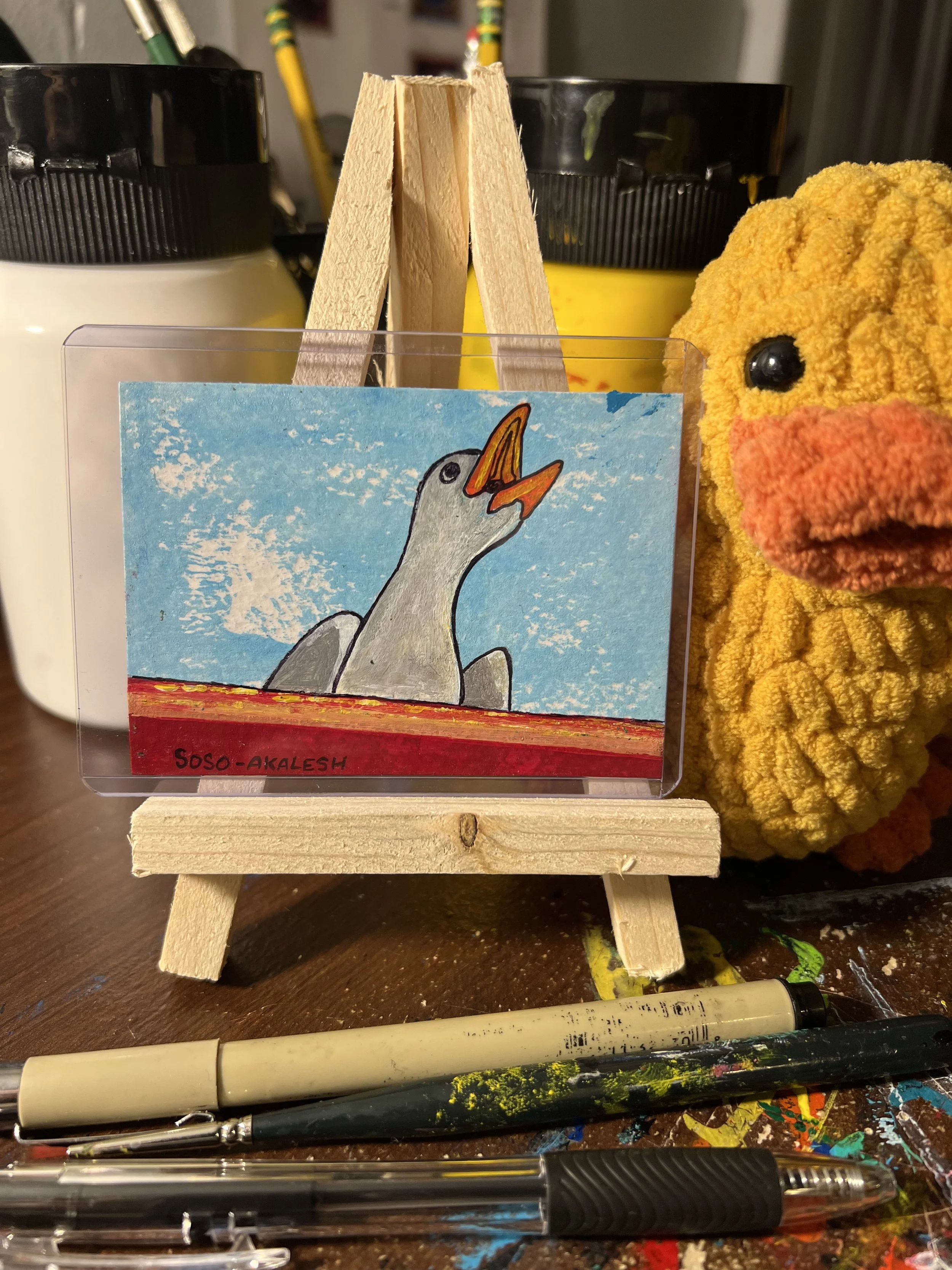 ACEO “Seagull Reaching To The Sky” 2025