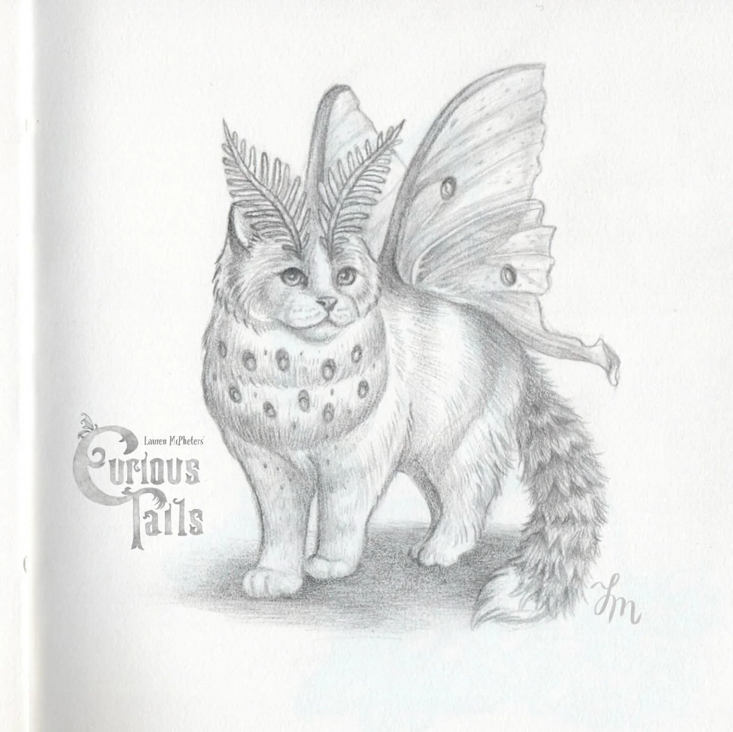 Day 2/30 of my Curious Tails Drawing Challenge! 🐾

Meet the ethereal Lunadoll, a hybrid of Ragdoll cat x Luna Moth. 

Often spotted in hickory groves, this nocturnal creature exhibits feline agility with lepidopteran grace. It uses its wings for gli