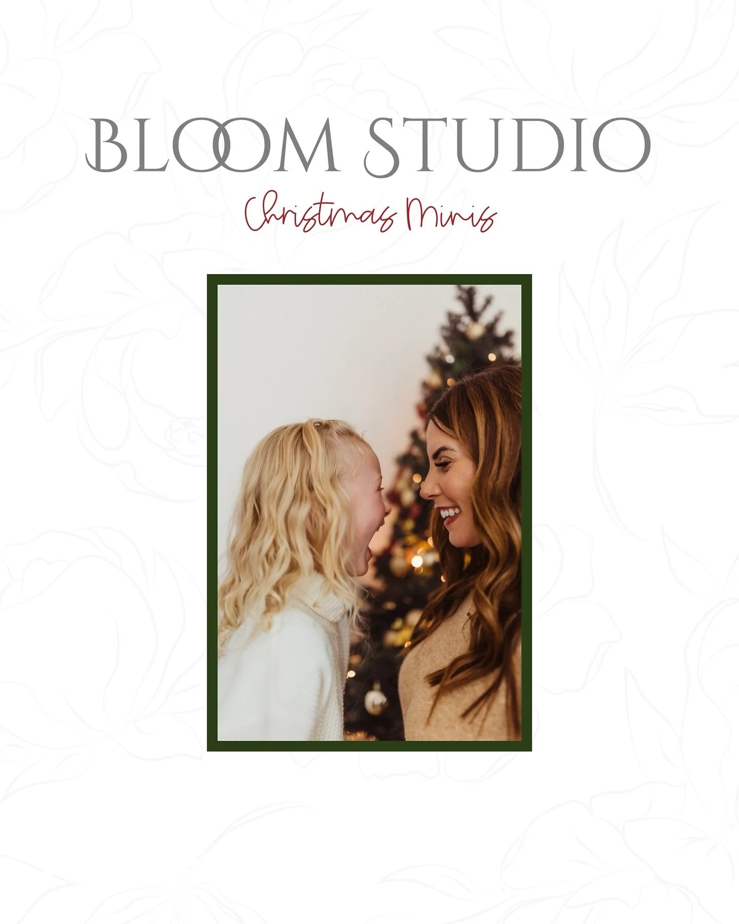 HOLIDAY MINIS INFO🌲🌲🌲🌲

I have some dates secured for November in my home studio! Minis will be 20 minutes with a download credit of 5 images. Full payment of $130 is due at the time of booking. 

Turnaround time: 10 days (perfect for Christmas c