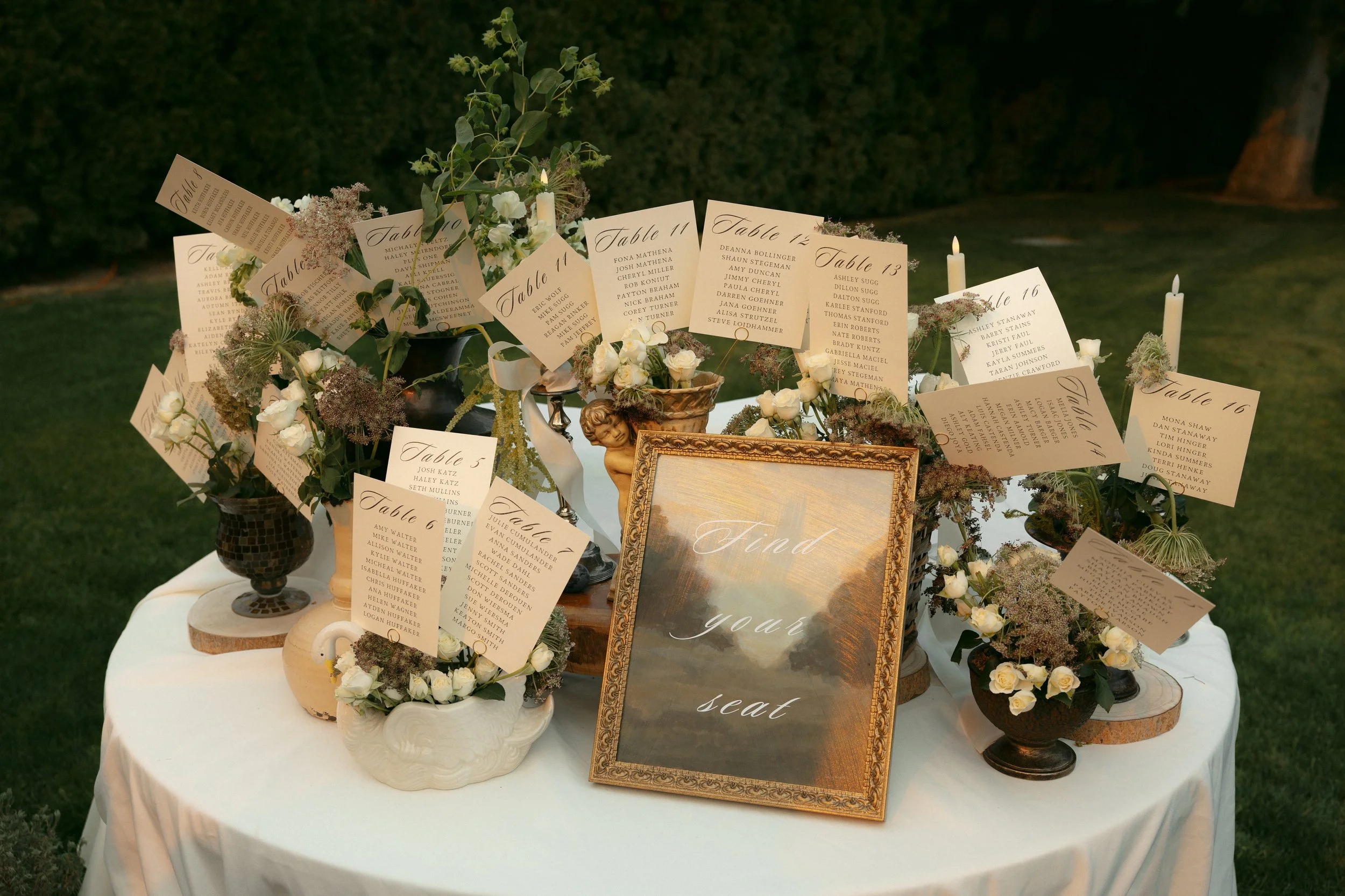 Vintage seating chart, Wenatchee Washington wedding decor