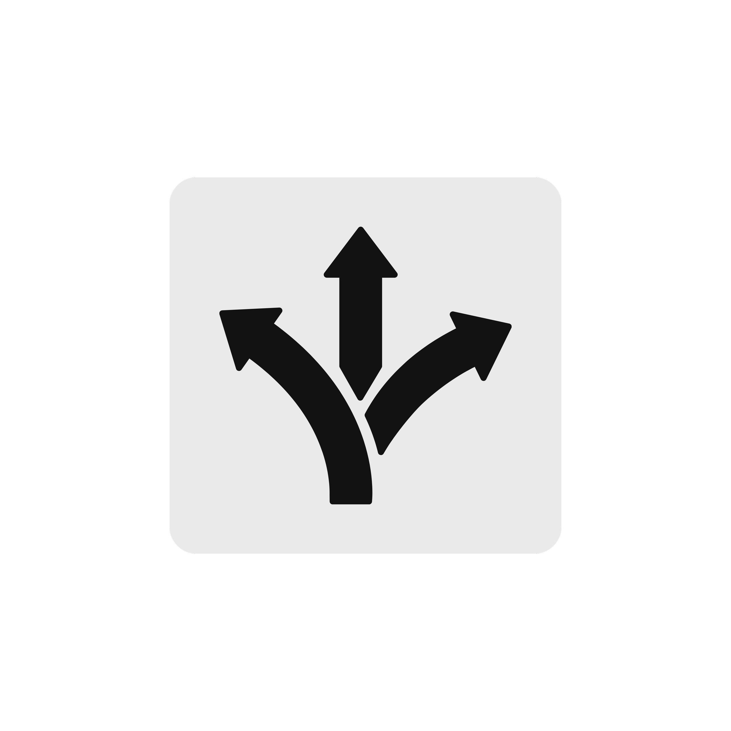 Icon with three diverging arrows signifying multiple paths or choices.