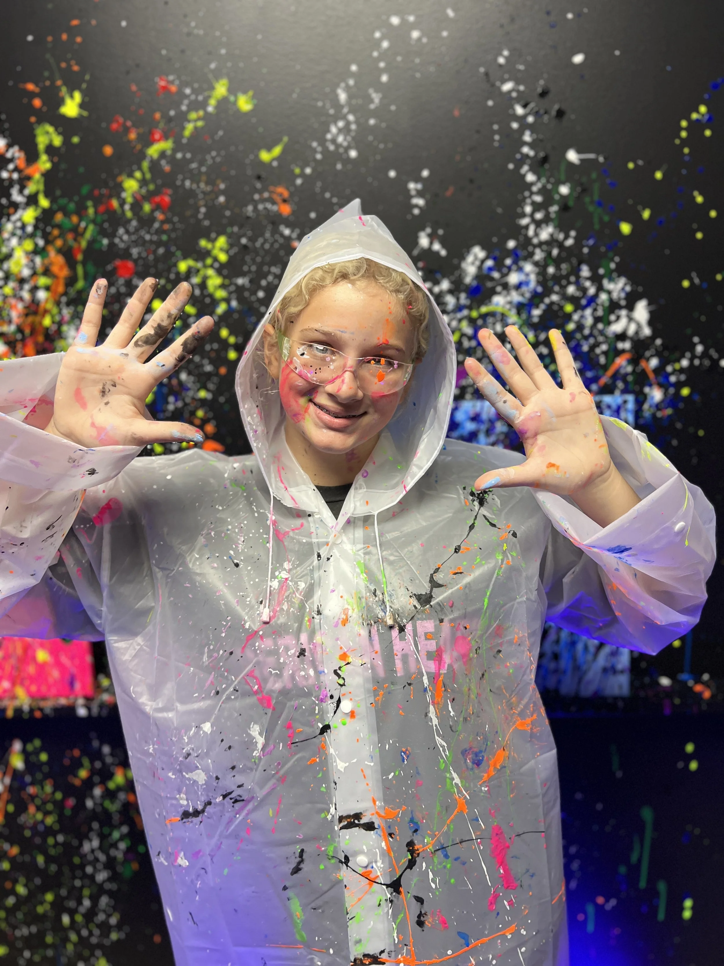 Girl Splatter Painting at Creative Array Studios in Chesterfield, MO