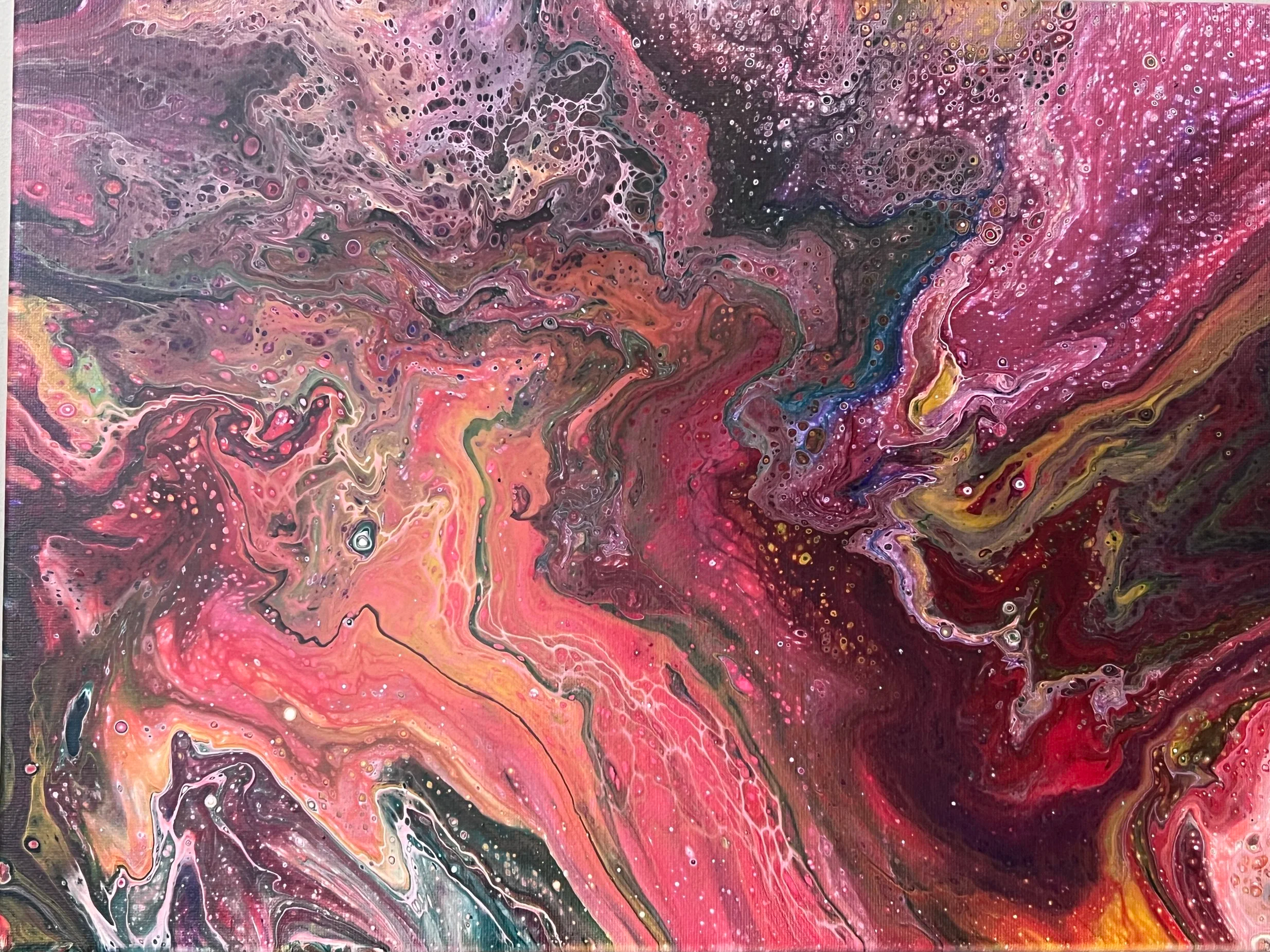 A beautiful acrylic pour with many lovely colors. Make your own at Creative Array in St. Louis.