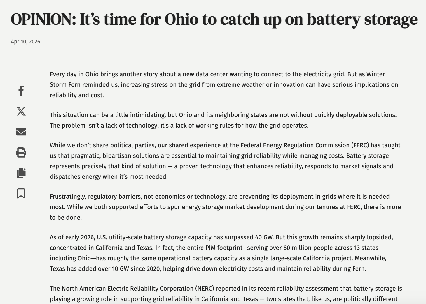 OPINION: It’s time for Ohio to catch up on battery storage