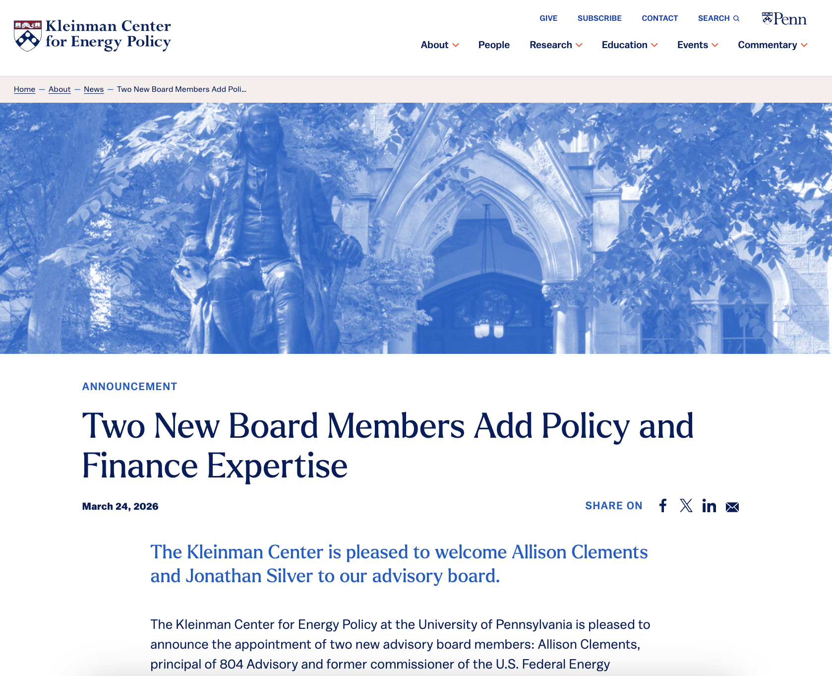 Two New Board Members Add Policy and Finance Expertise