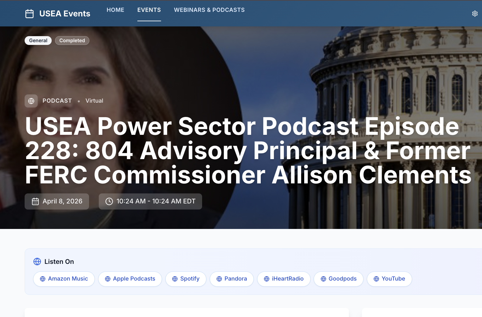 USEA Power Sector Podcast Episode 228: 804 Advisory Principal & Former FERC Commissioner Allison Clements